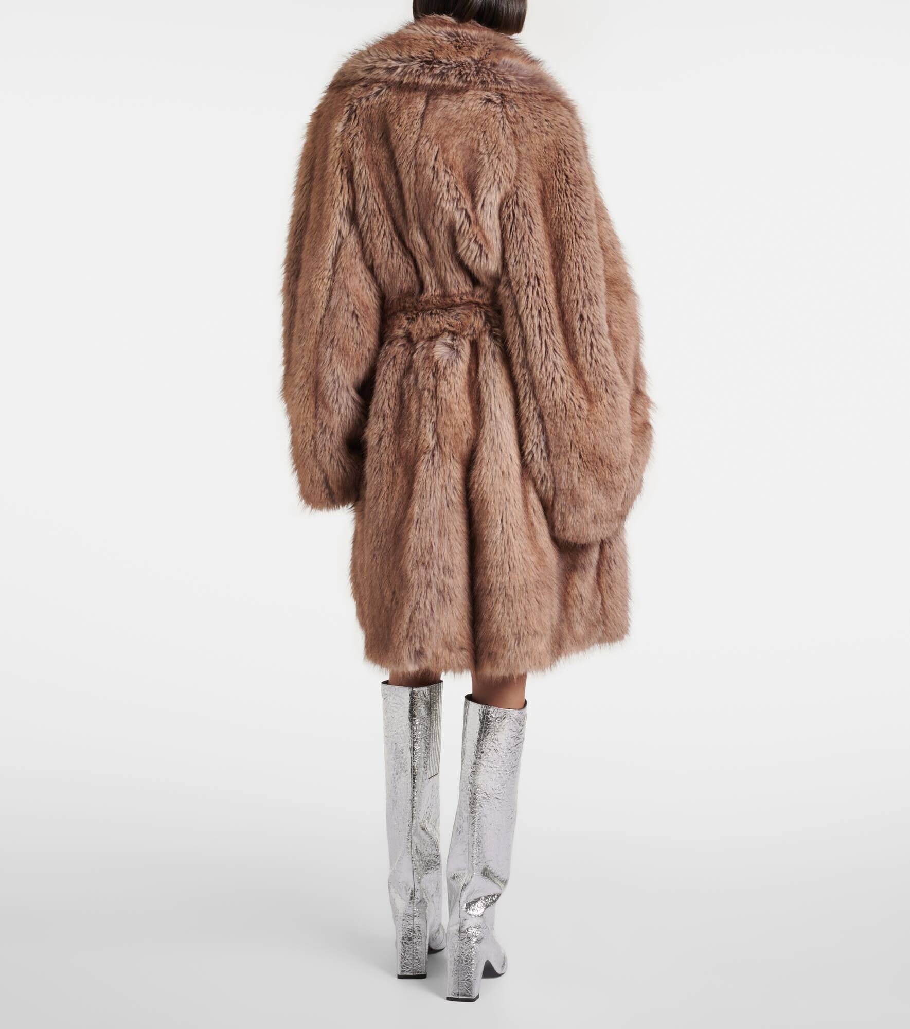 Belted faux fur coat - 3