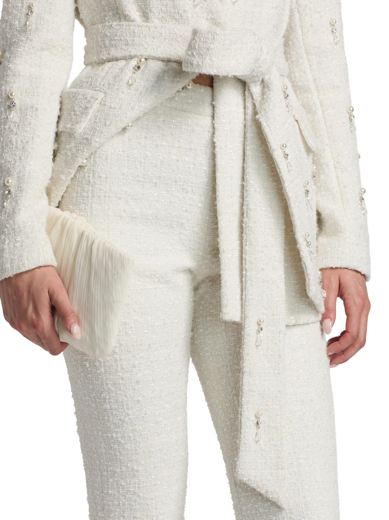 Women's Bouclé Tailored Flare Pants - Ivory 6