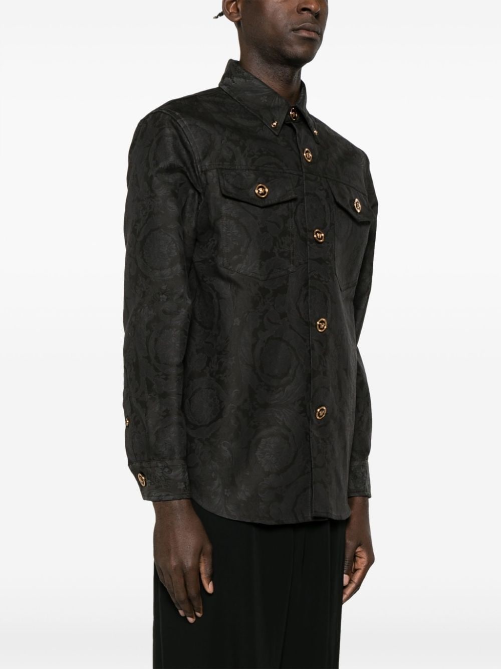 Barocco-jacquard cotton shirt jacket - 3