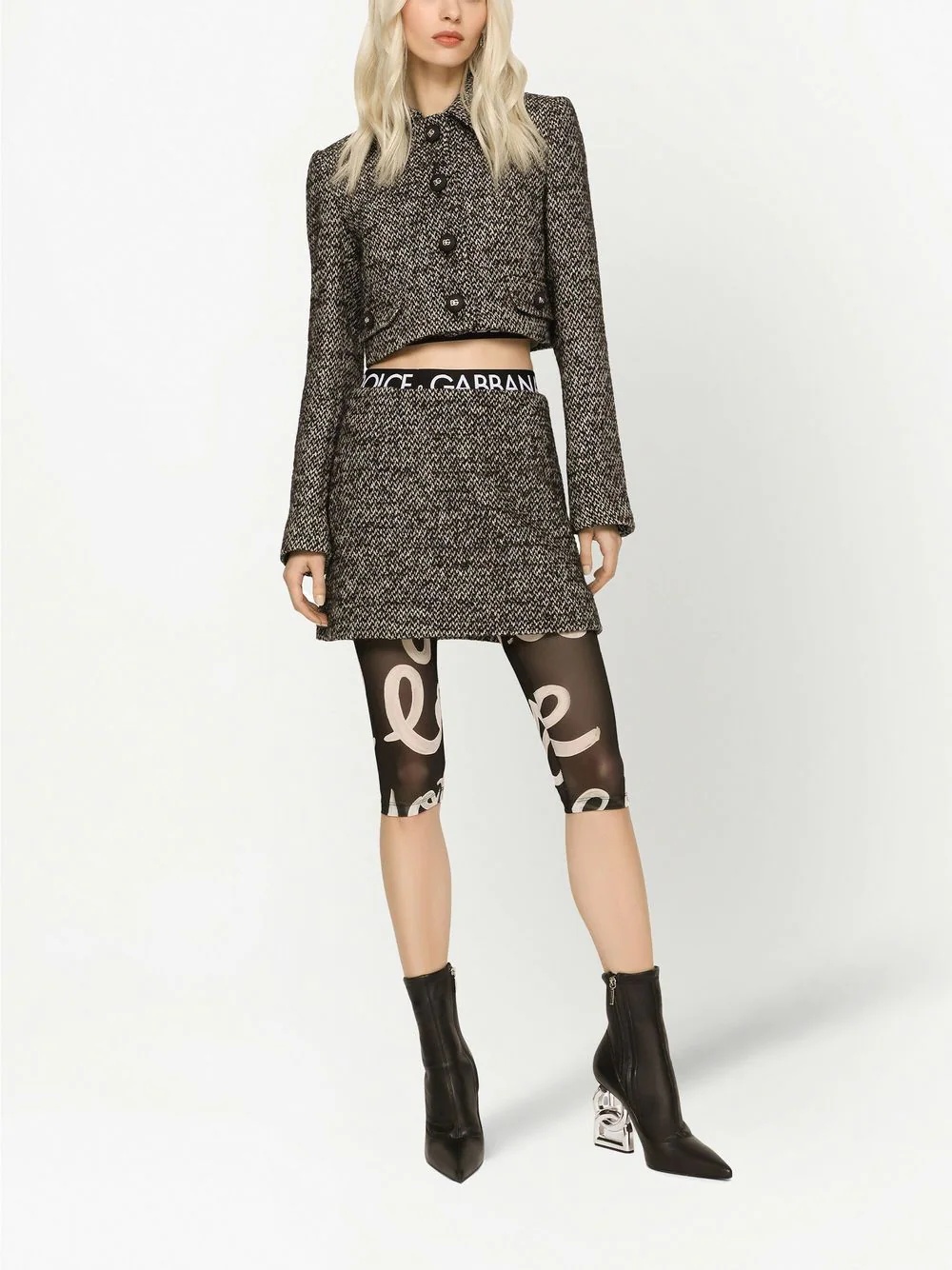 tweed A-line mini skirt - 3