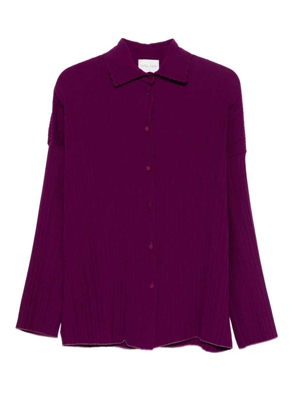ribbed button-front shirt - 1