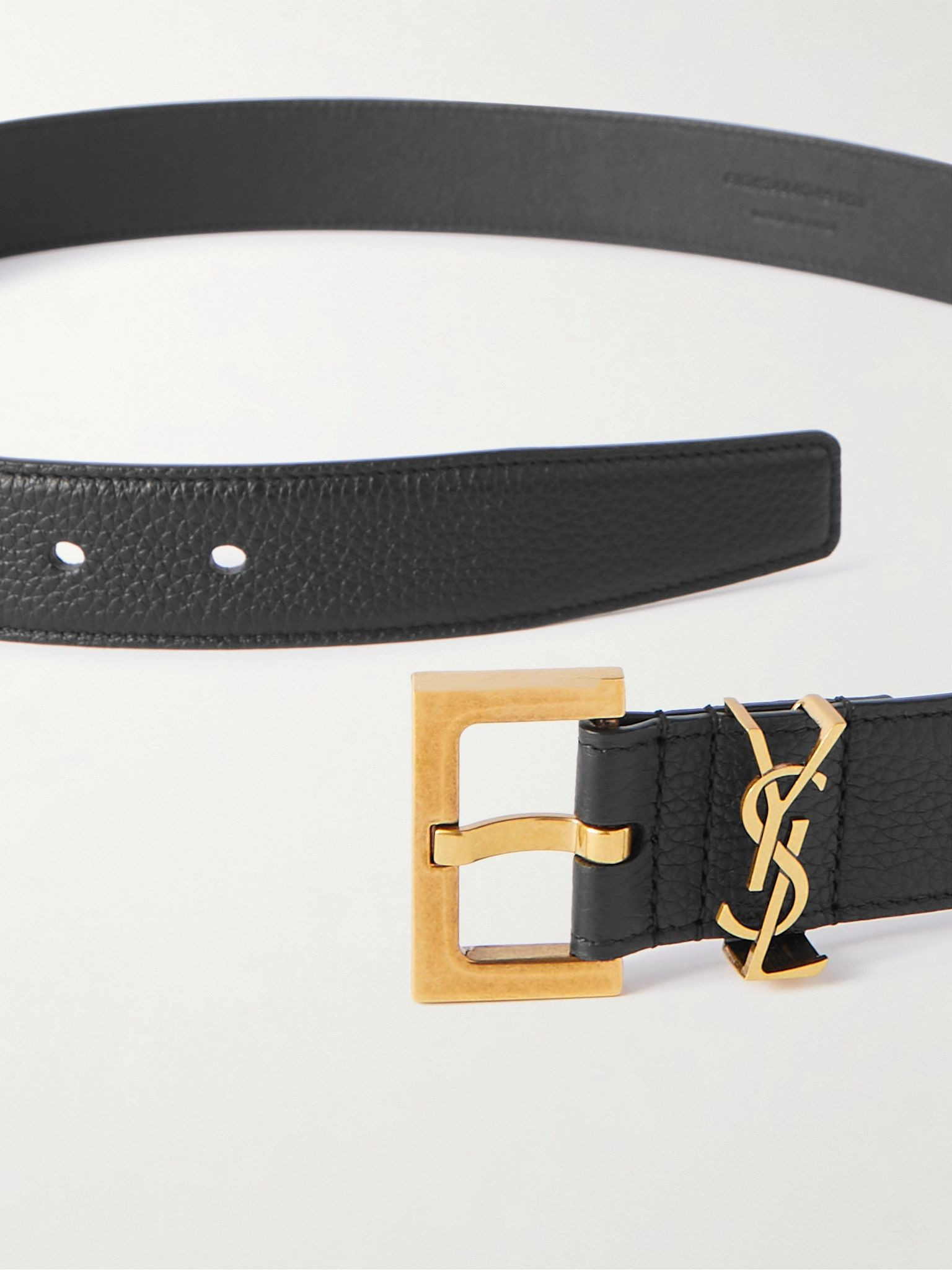 3cm Full-Grain Leather Belt Black - 2