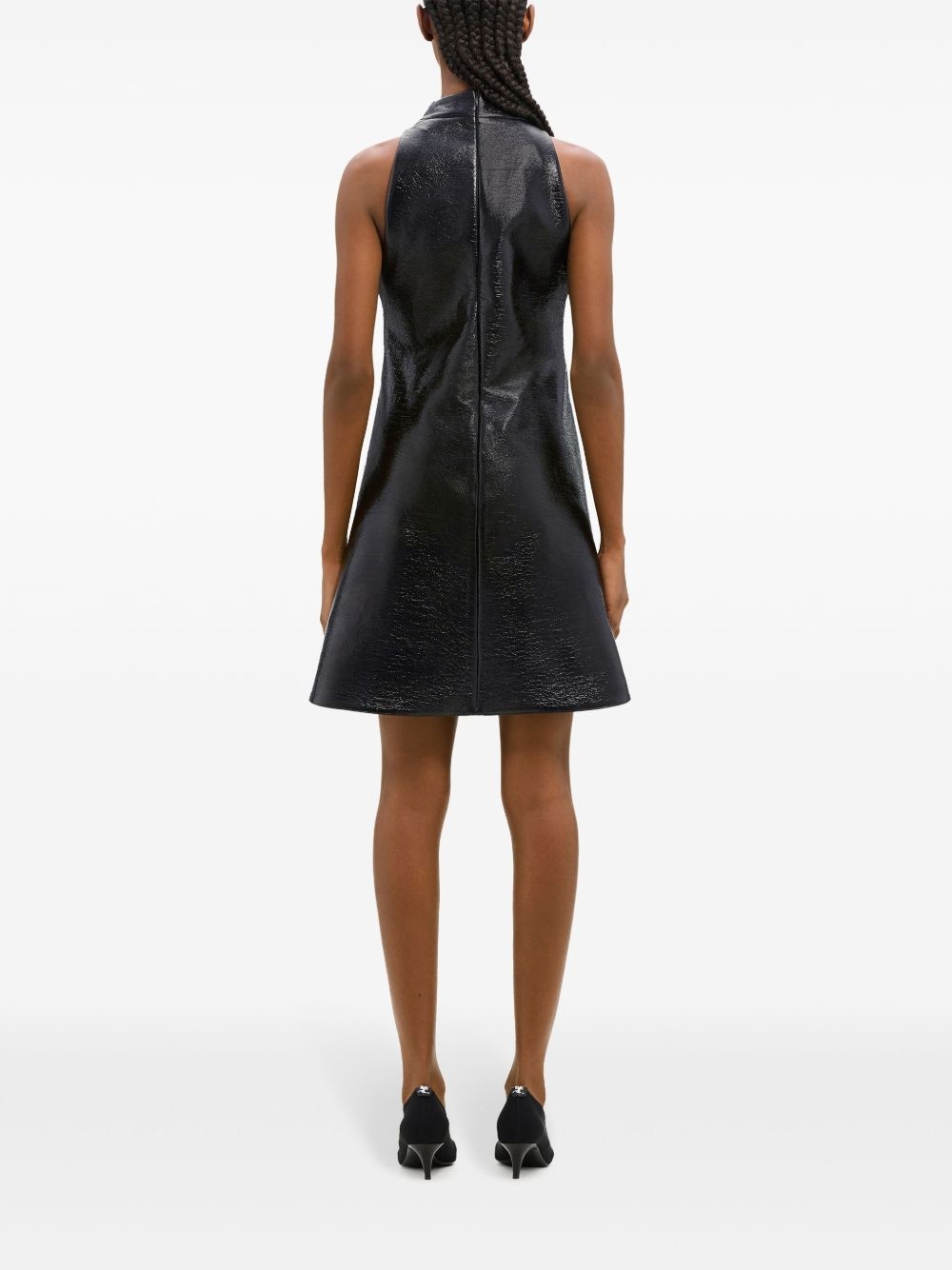 sleeveless vinyl a-line dress - 4