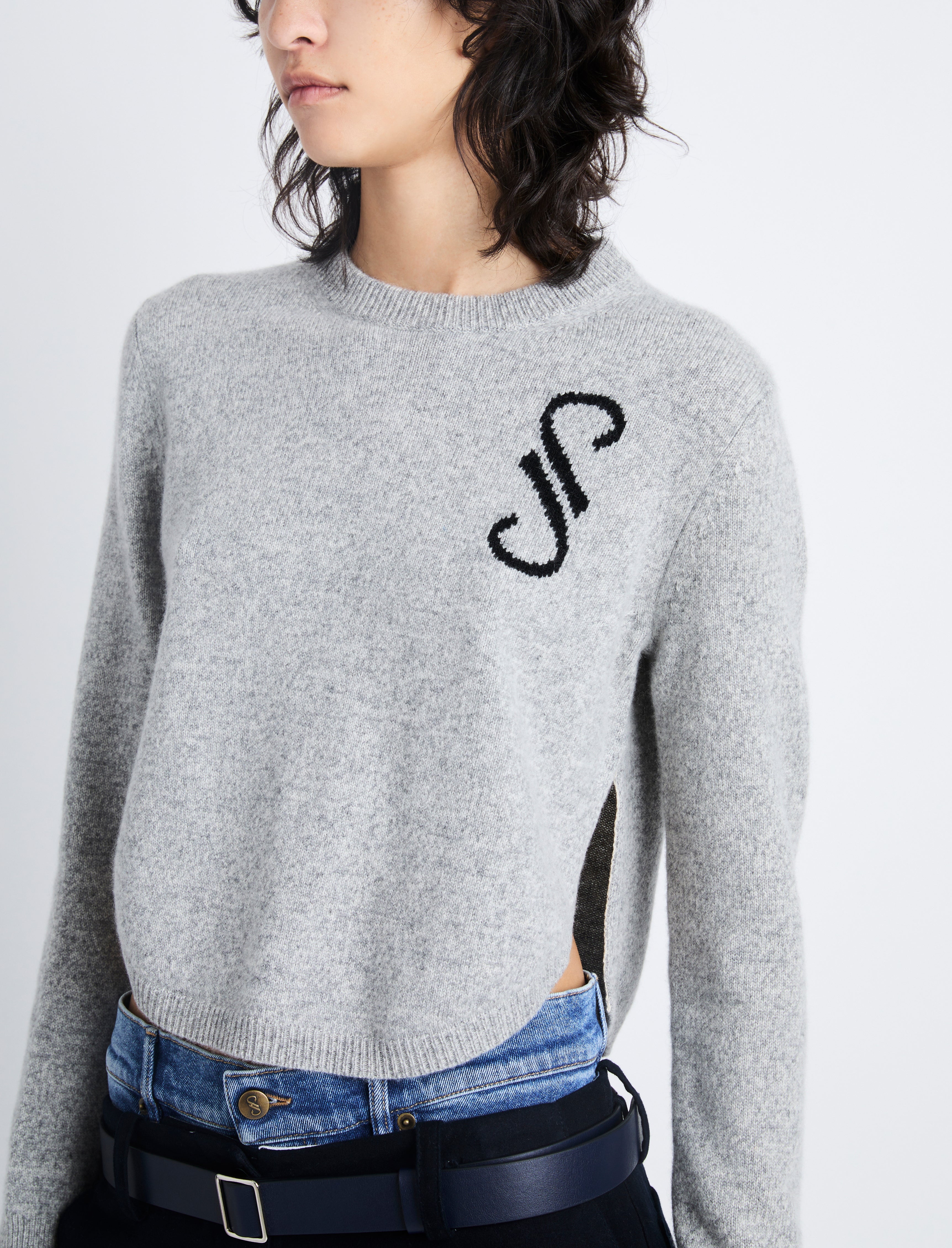 Stella Monogram Sweater in Cashmere Jacquard - 6