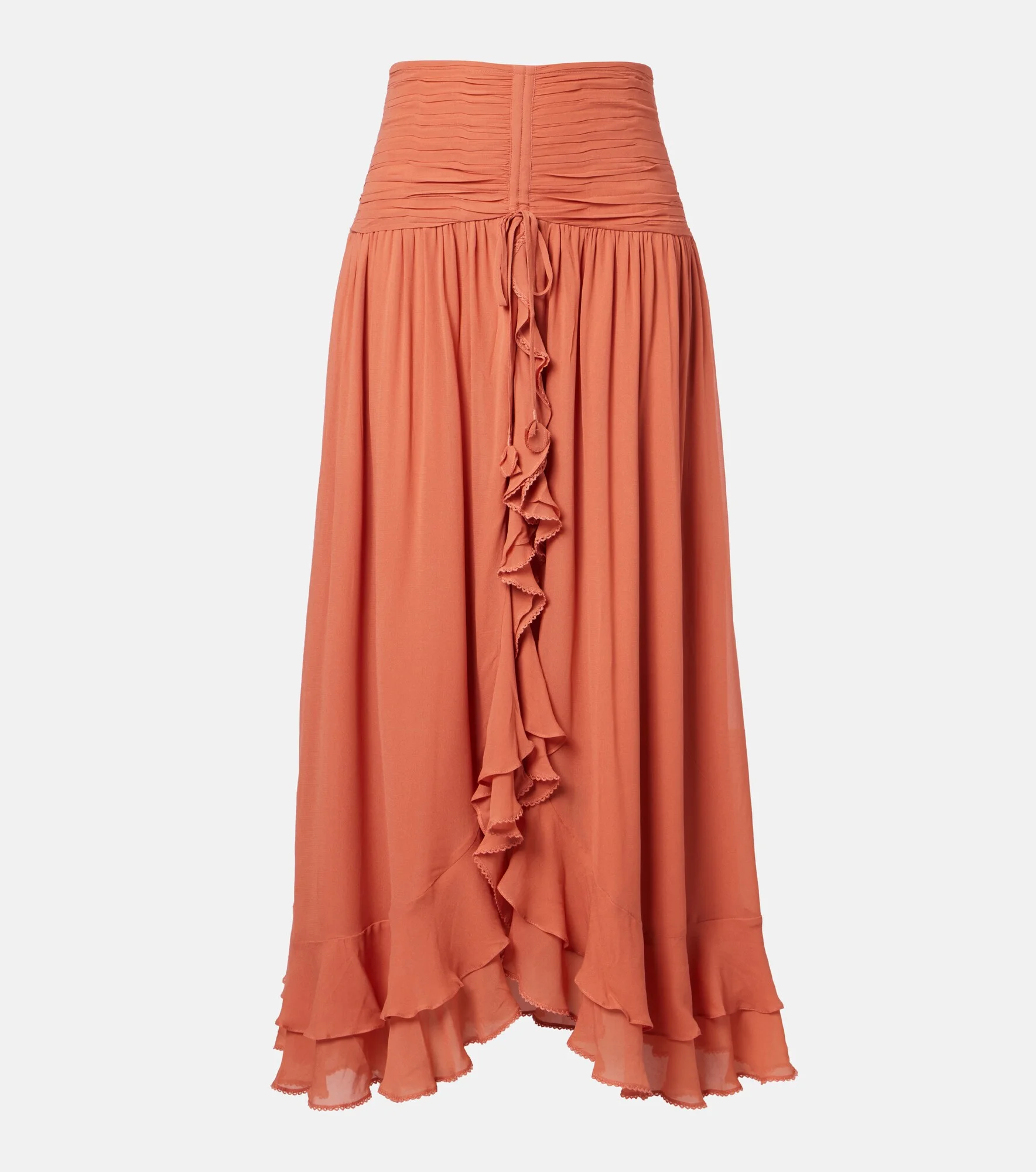 Neree ruched ruffled midi skirt - 1