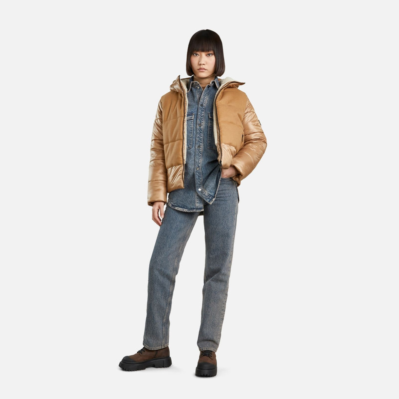 HOGAN Bimaterial Quilted Jacket Beige outlook