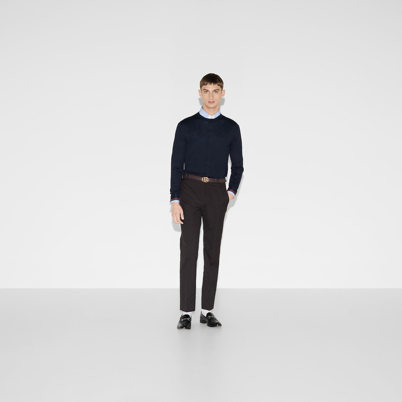 GUCCI Wool knit sweater with Web outlook