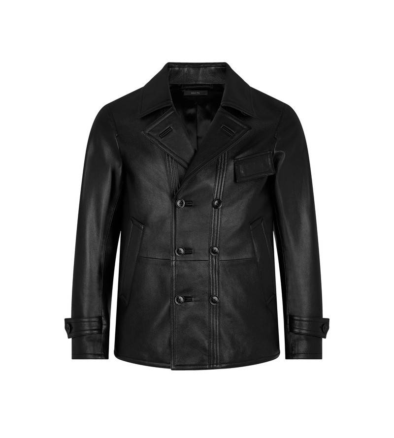 GRAIN LEATHER PEACOAT 1
