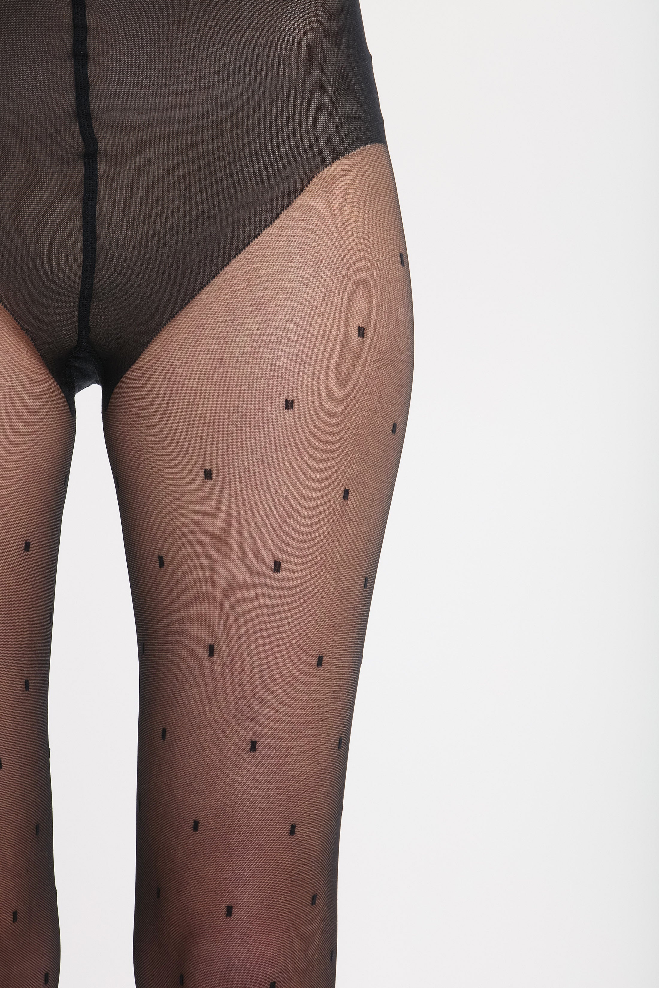 Rectangle Polka Dot Tights In Black - 4
