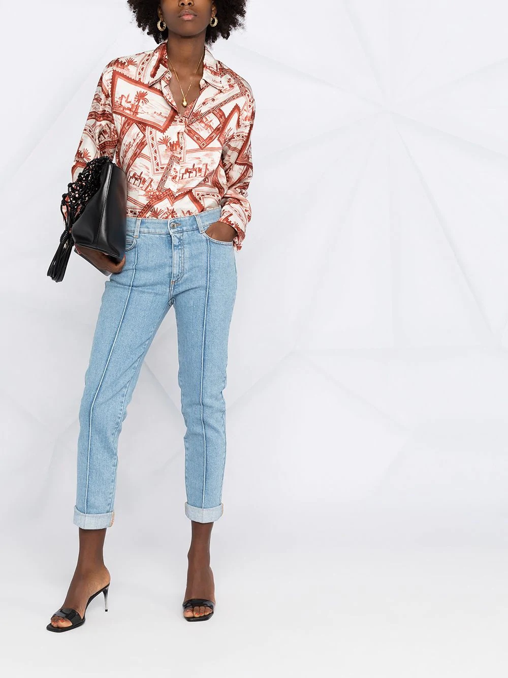 cropped cordroy-detail denim jeans - 2