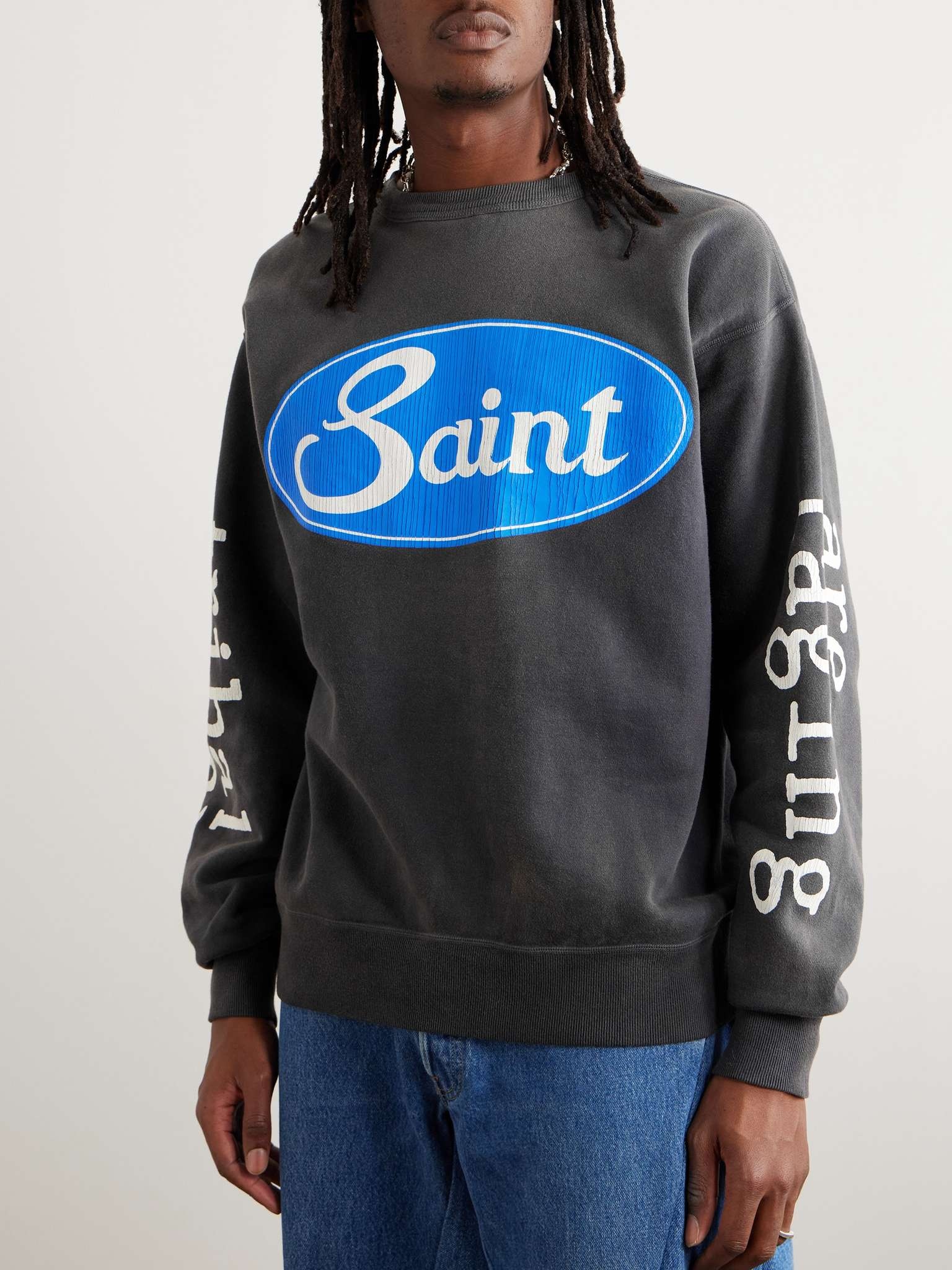 Logo-Print Distressed Cotton-Jersey Sweatshirt - 3