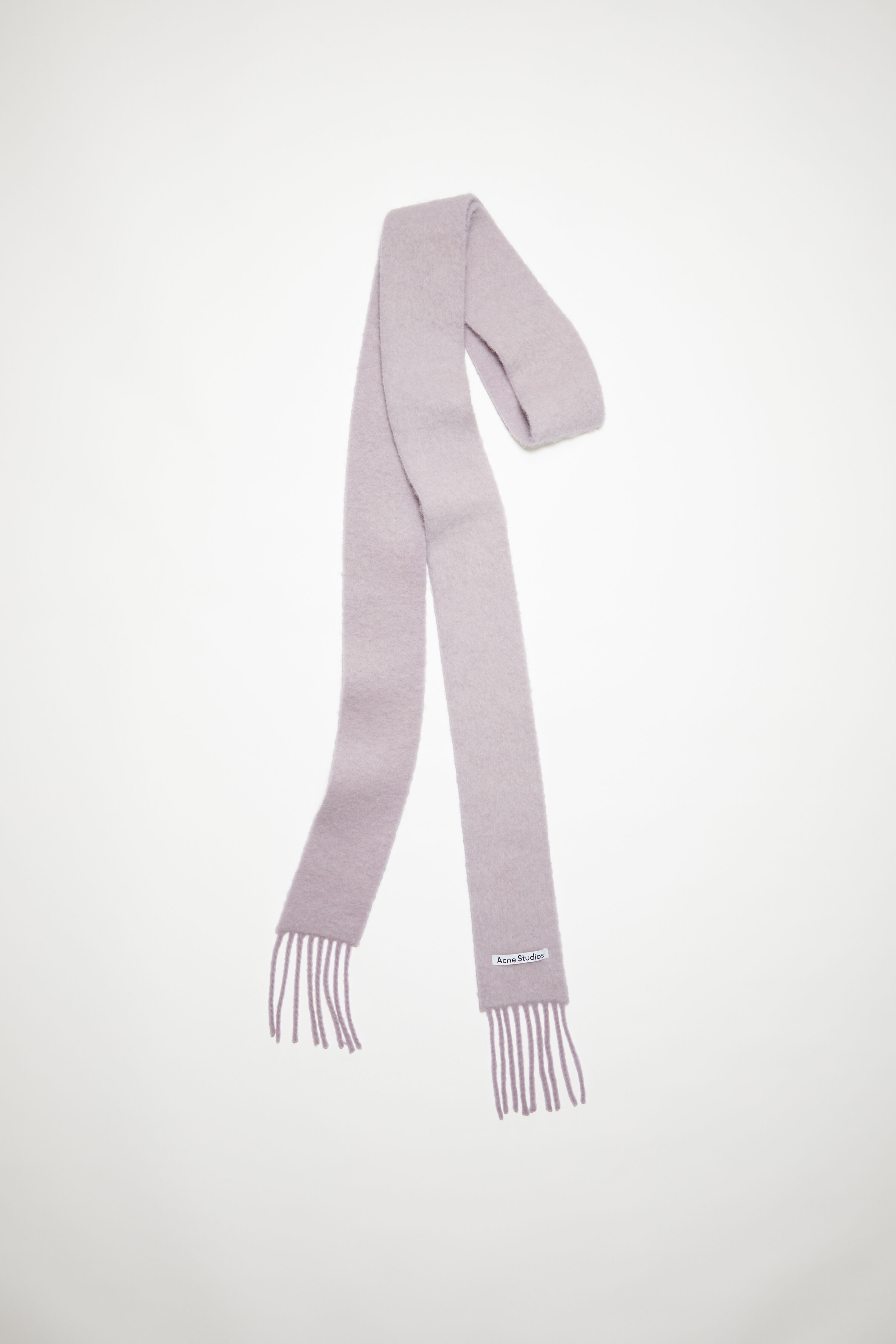 Wool-alpaca fringe scarf - Skinny - Dusty lilac - 1