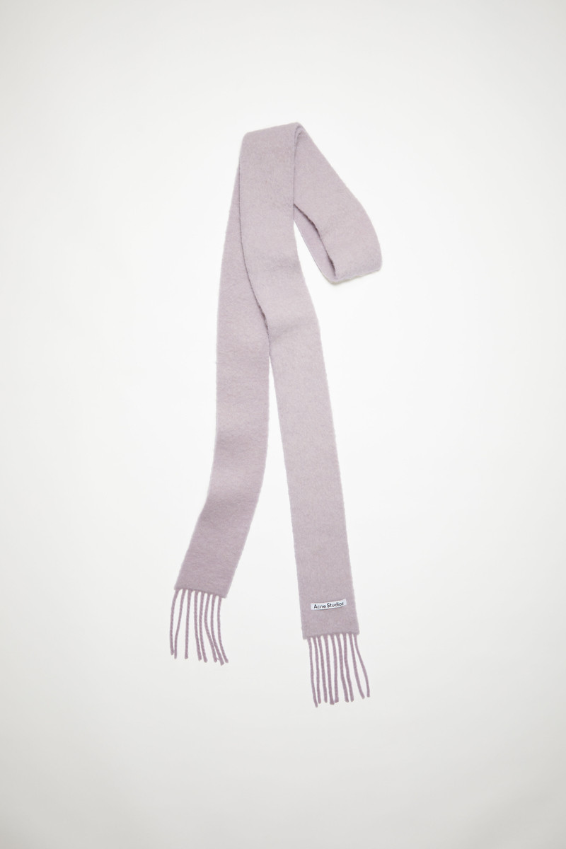 Wool-alpaca fringe scarf - Skinny - Dusty lilac 1