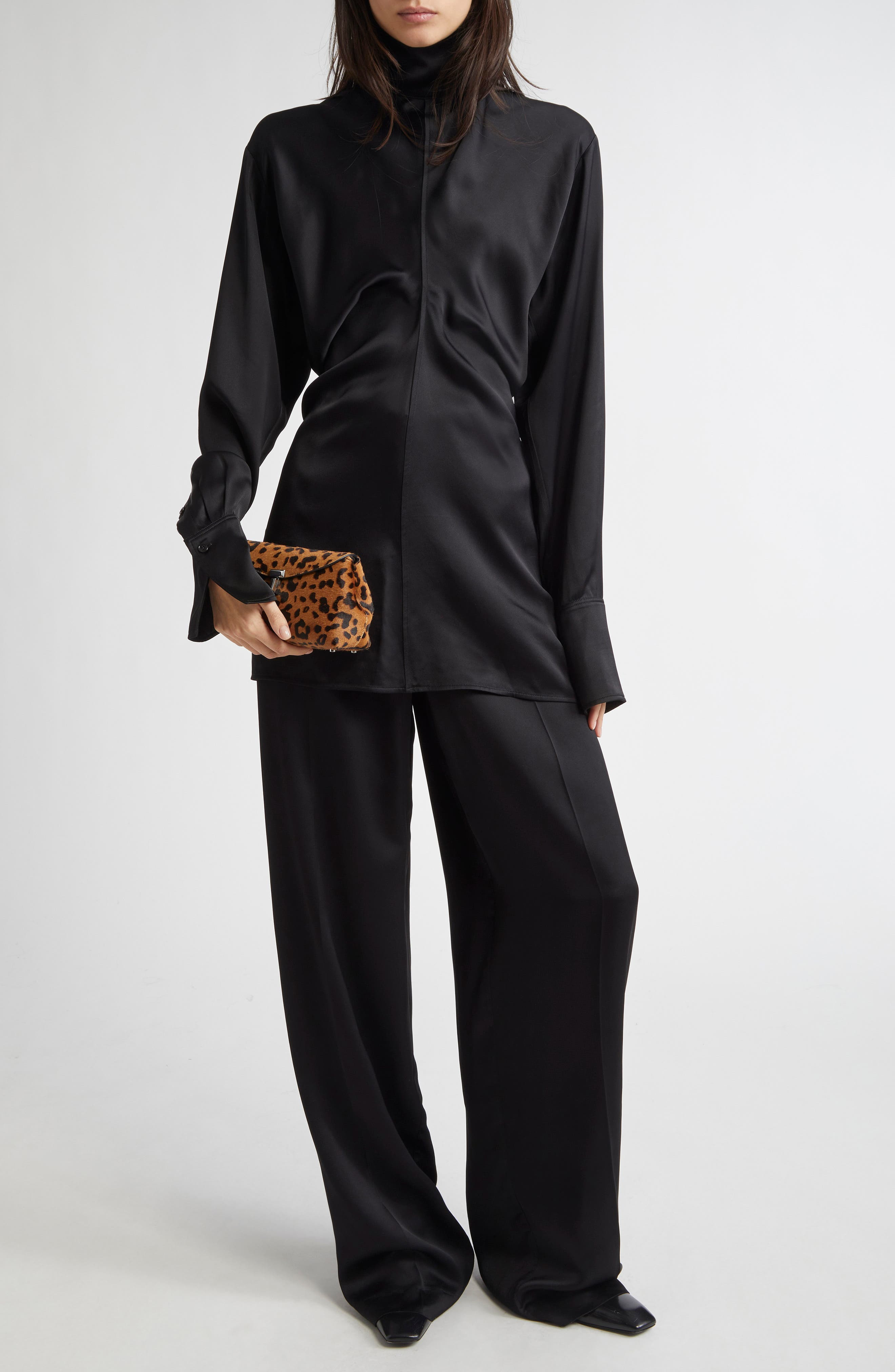 TOTEME Slouch Waist Satin Top in Black at Nordstrom - 2