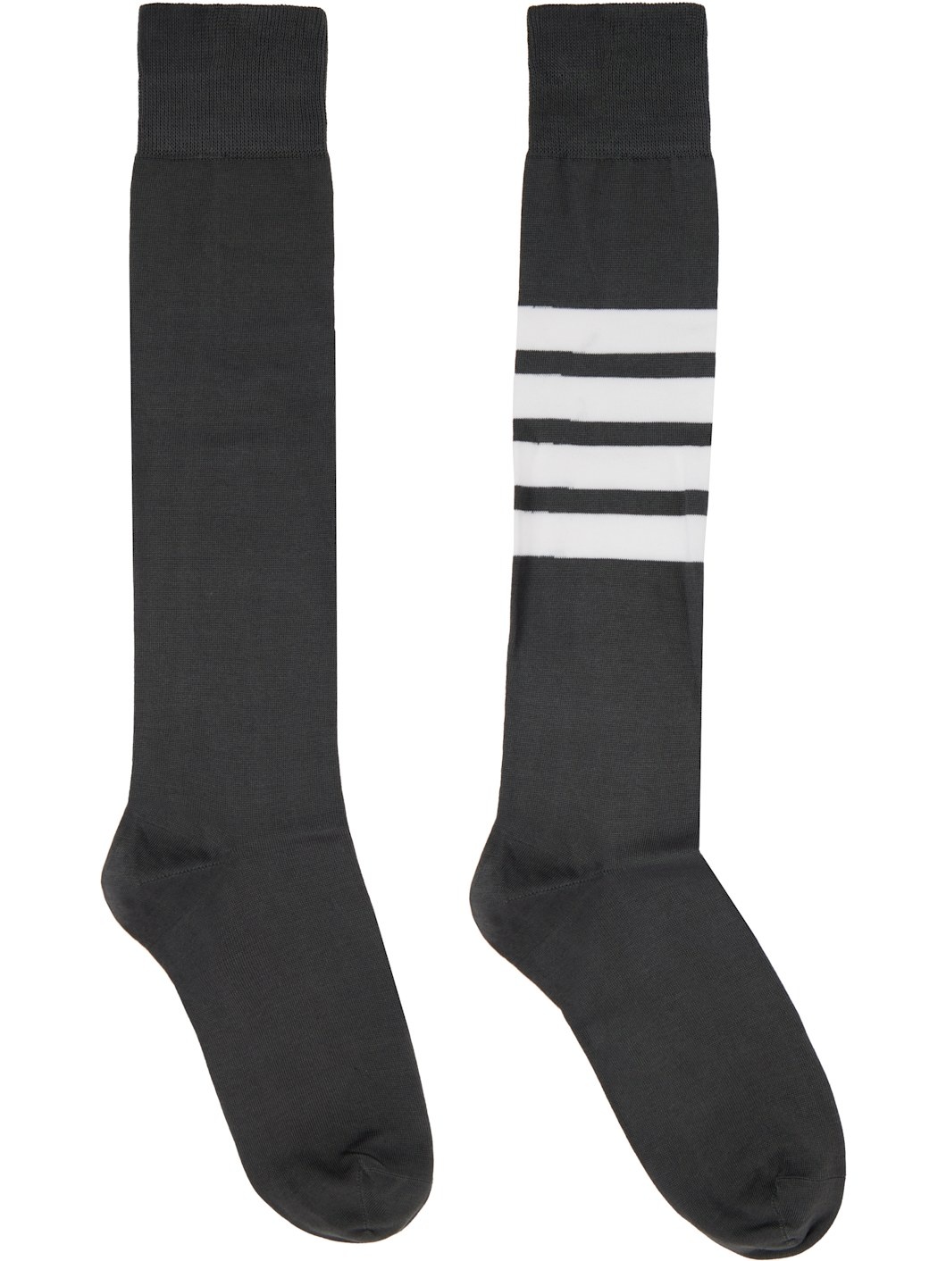 Gray 4-Bar Over The Calf Socks - 1