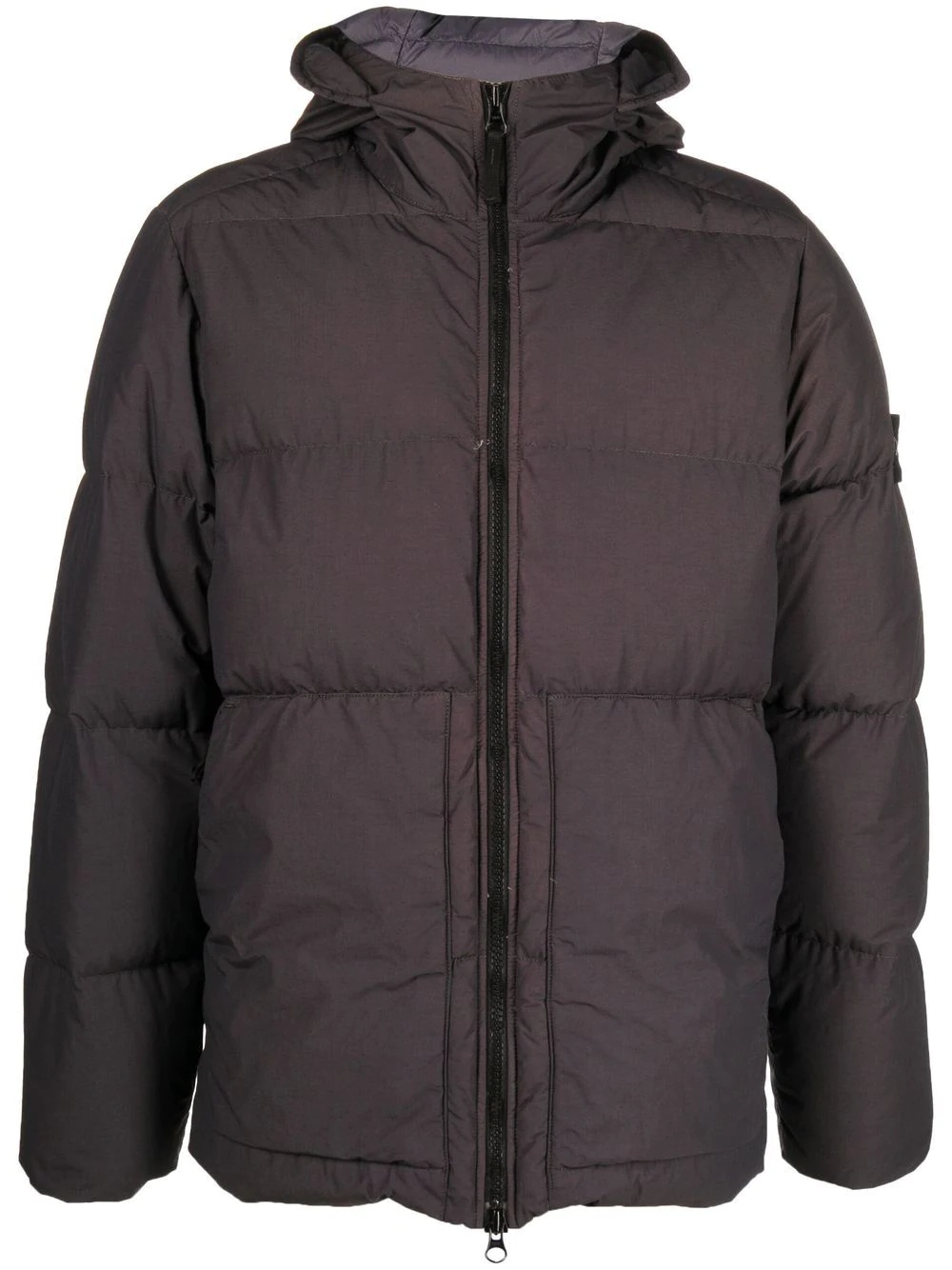 Compass-badge hooded puffer jacket - 1