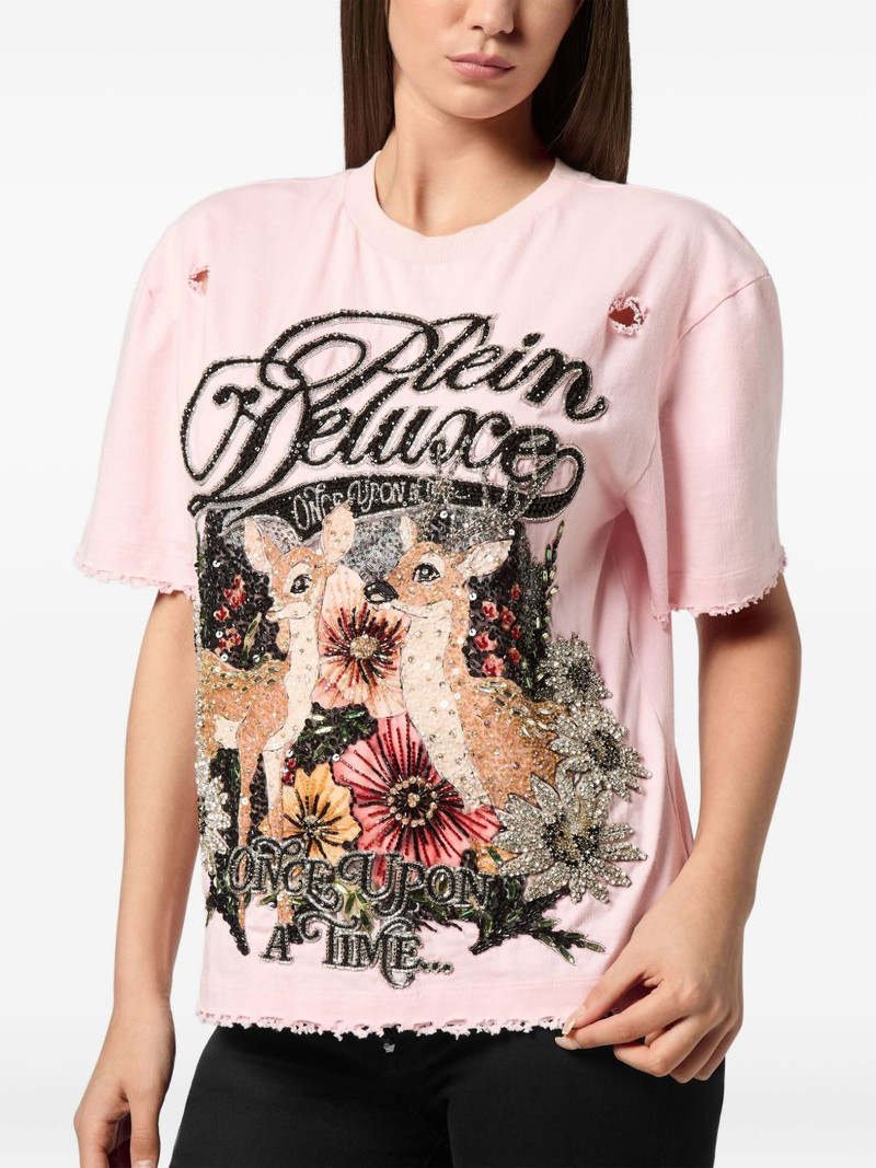 PHILIPP PLEIN deer sequin-embellished T-shirt outlook