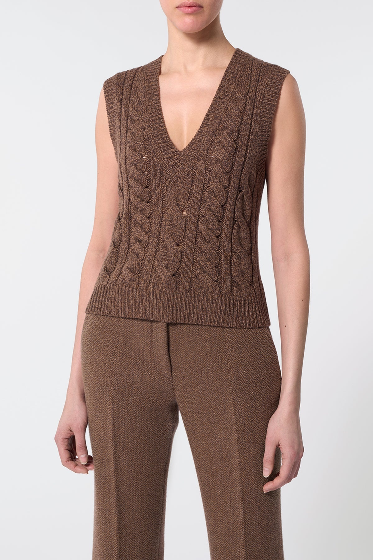 Selsey Knit Top in Chocolate Multi Cashmere - 5