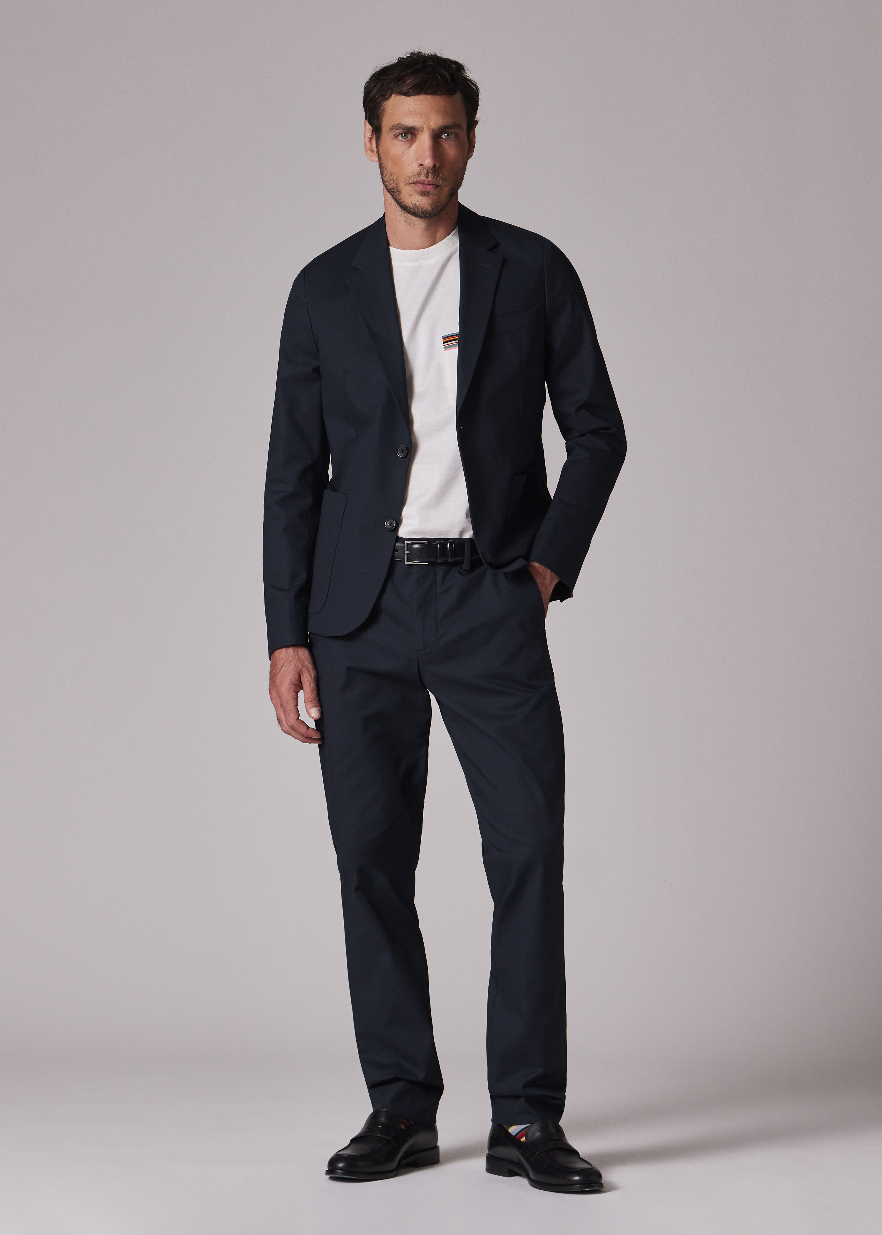 Mid-Fit Navy Stretch-Cotton Unlined Blazer - 7