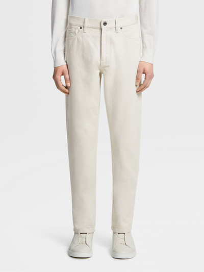 ZEGNA WHITE RINSE-WASHED COTTON ROCCIA JEANS outlook