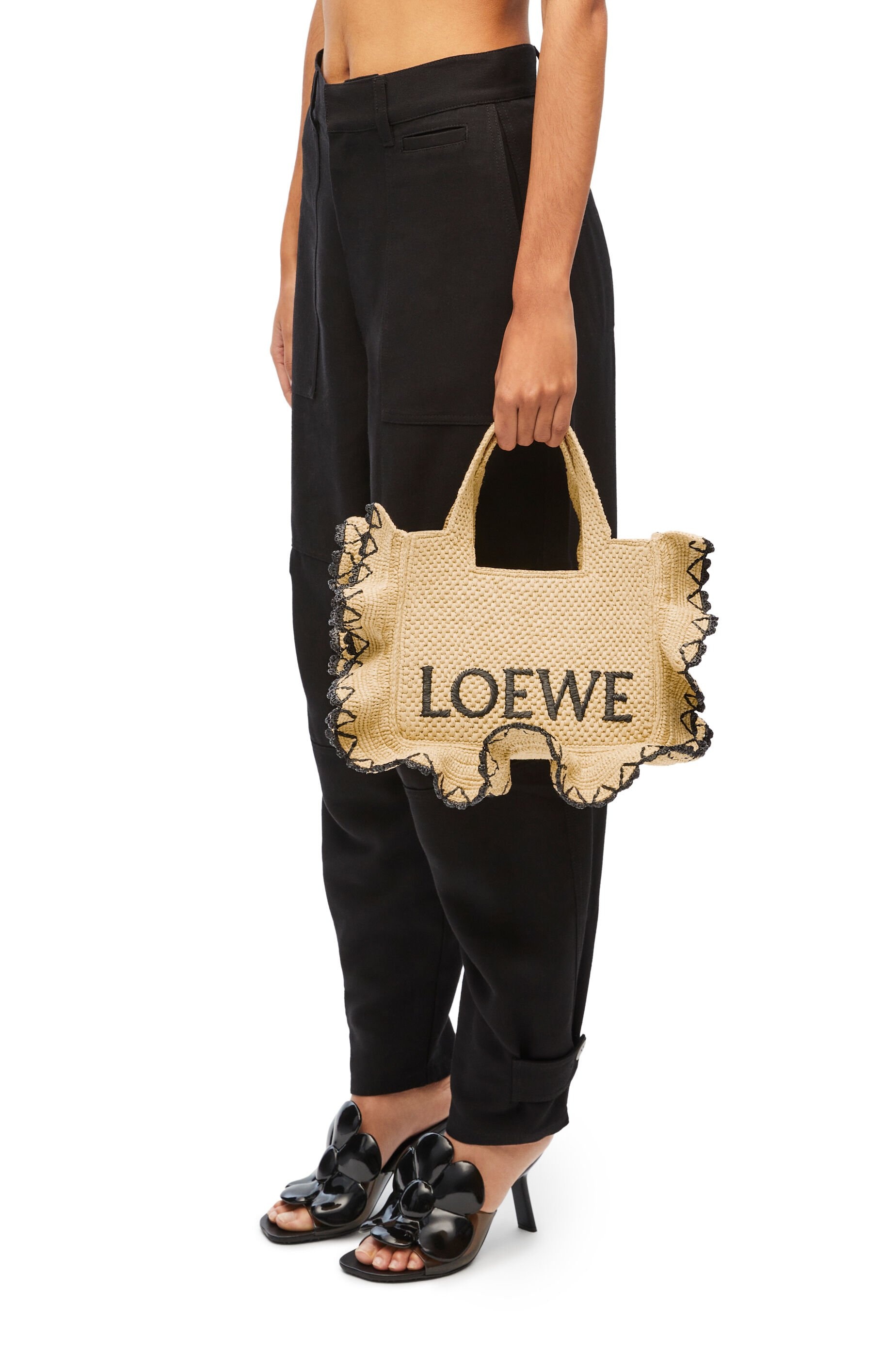 Small LOEWE Font tote in raffia - 3