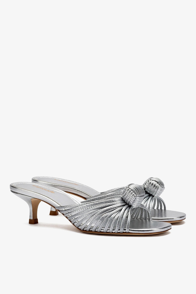 Valerie Mule In Silver Metallic Leather 3