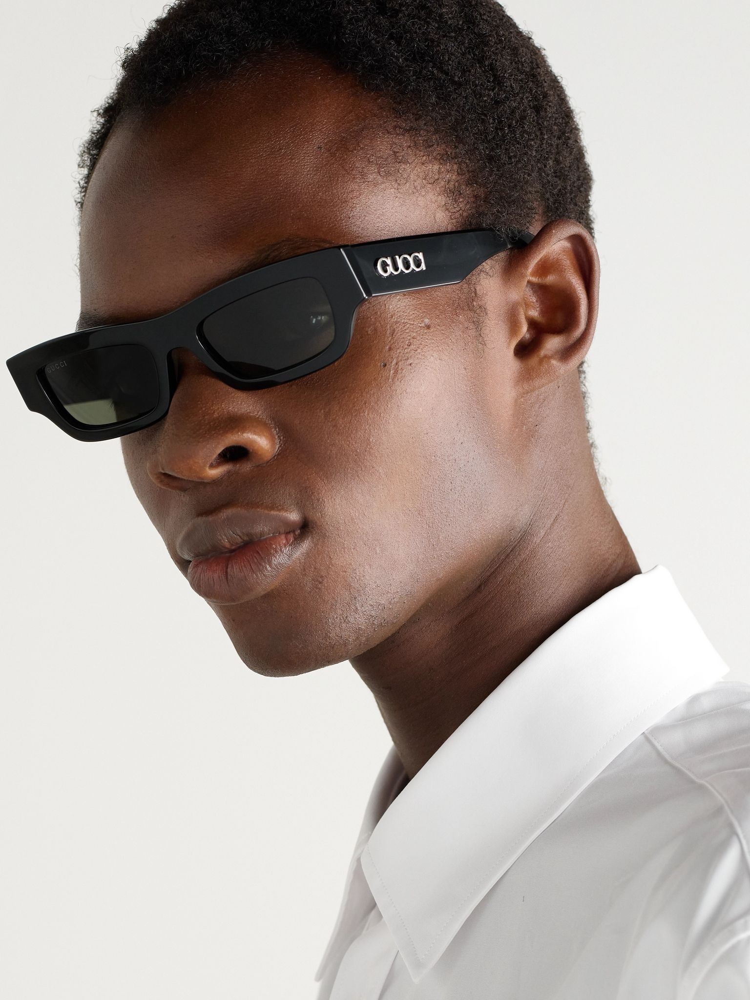 Rectangular-Frame Acetate Sunglasses Black - 2
