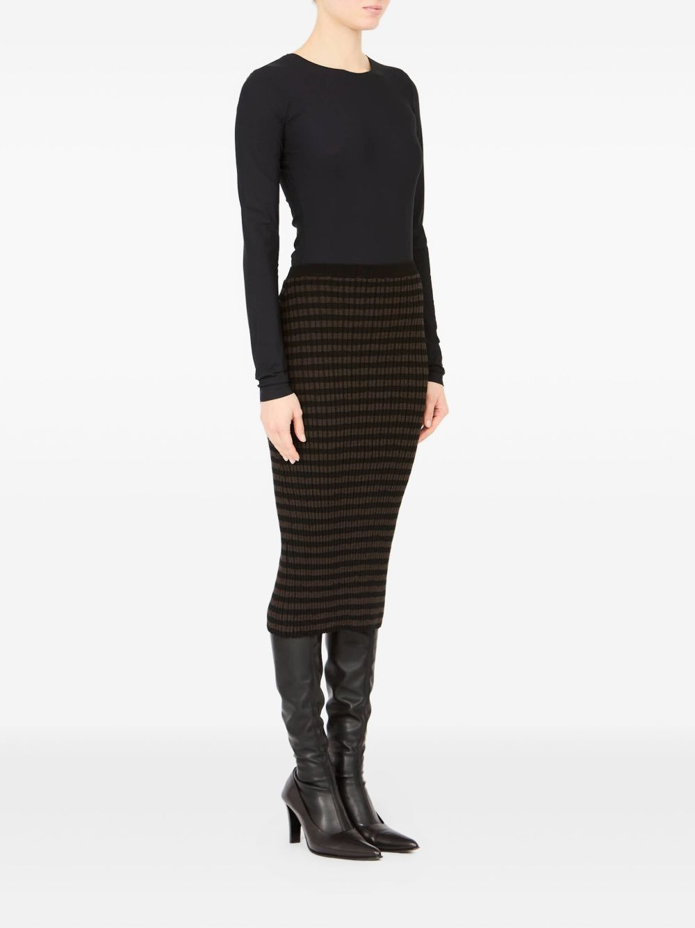 ribbed striped midi skirt - 3