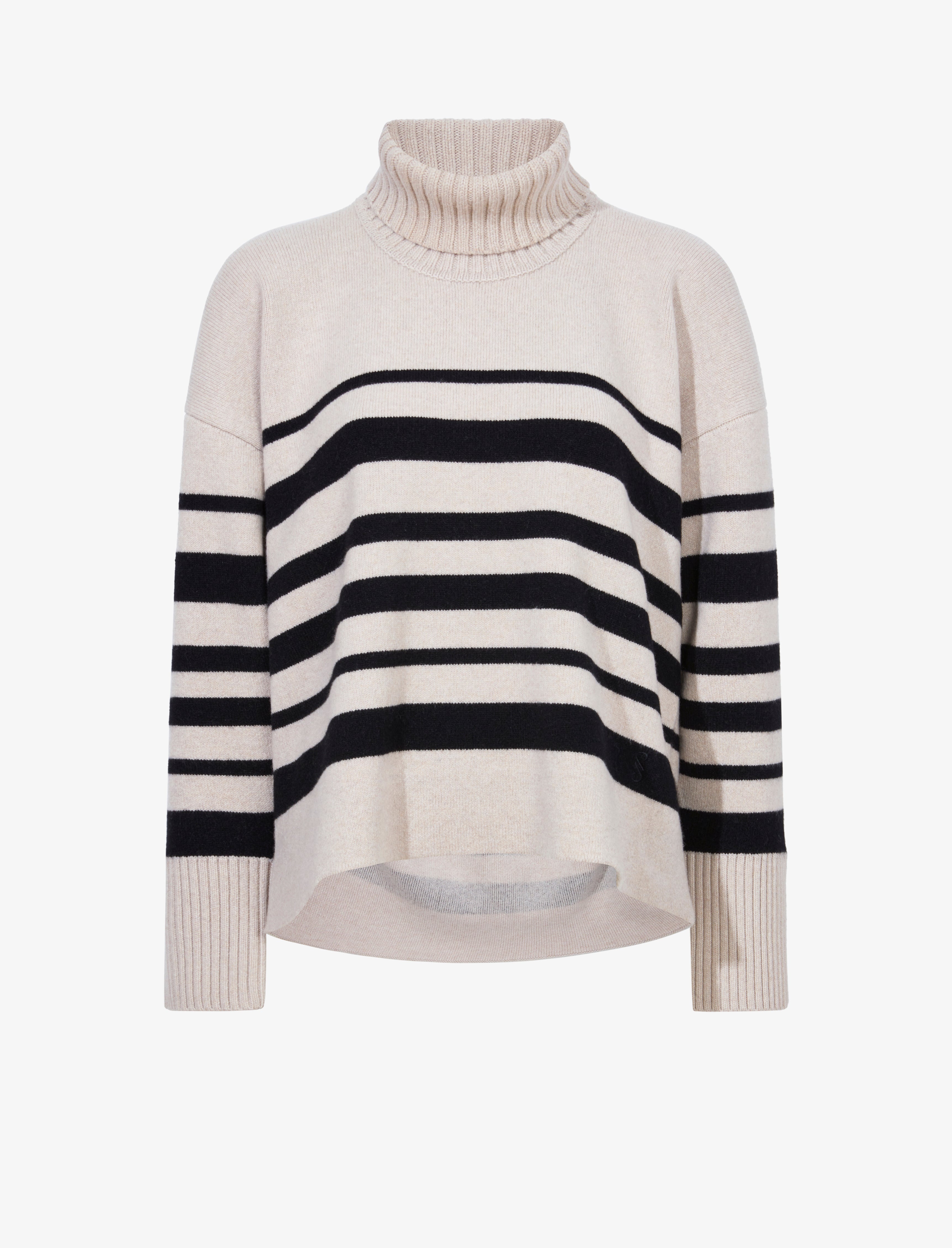 Sandra Turtleneck in Striped Doubleface Cashmere - 1