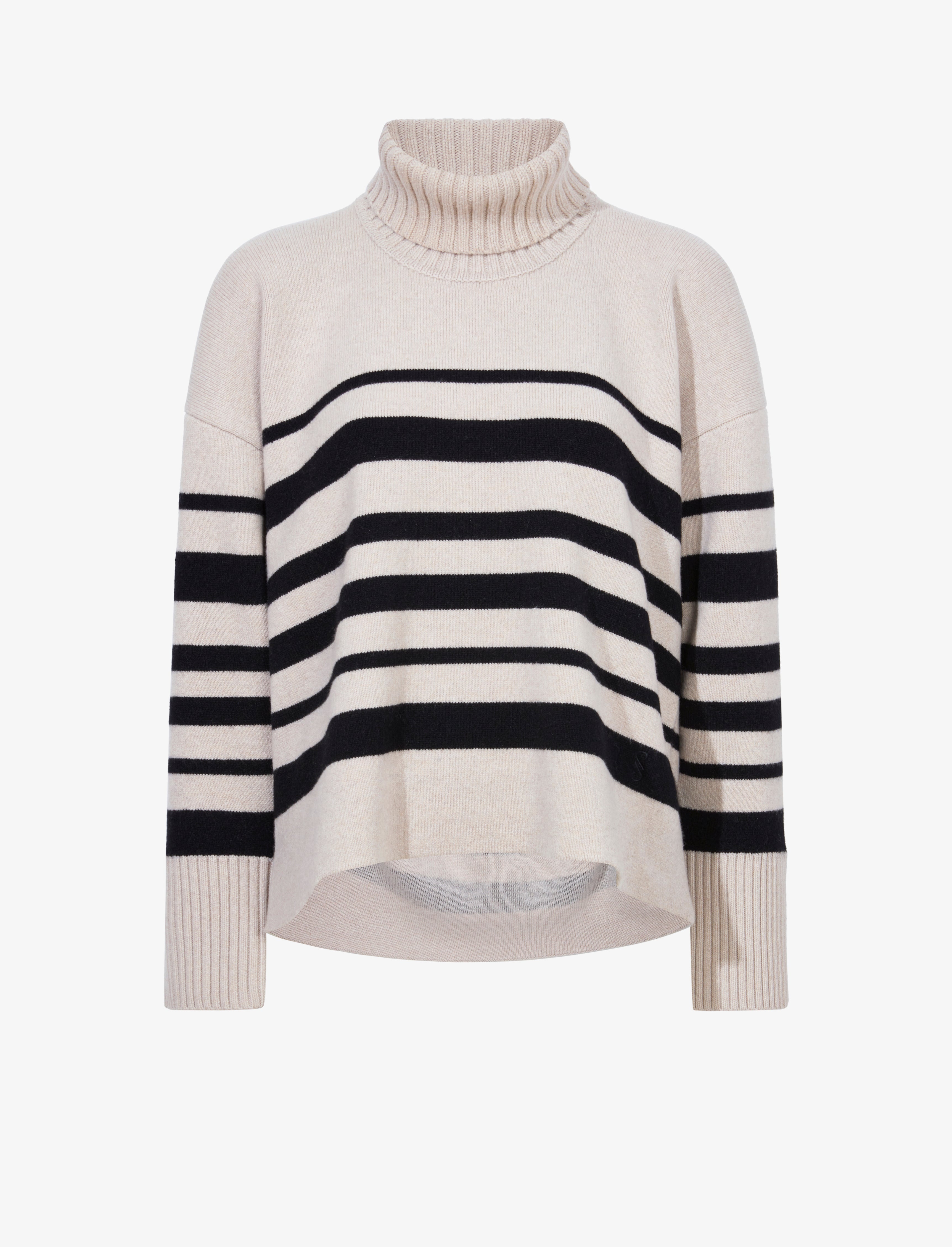 Sandra Turtleneck in Striped Doubleface Cashmere - 1