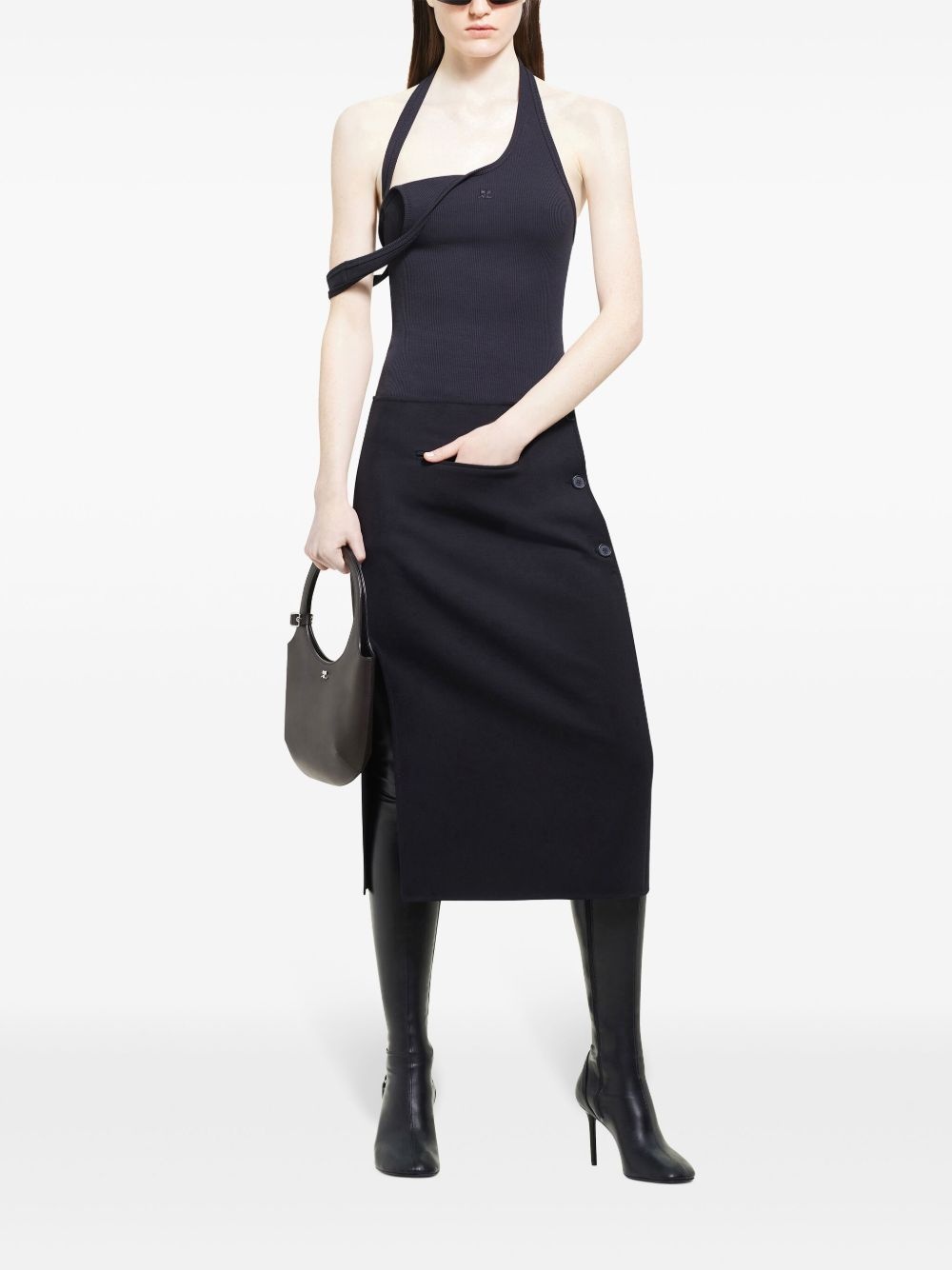 asymmetric ribbed-knit tank top - 2