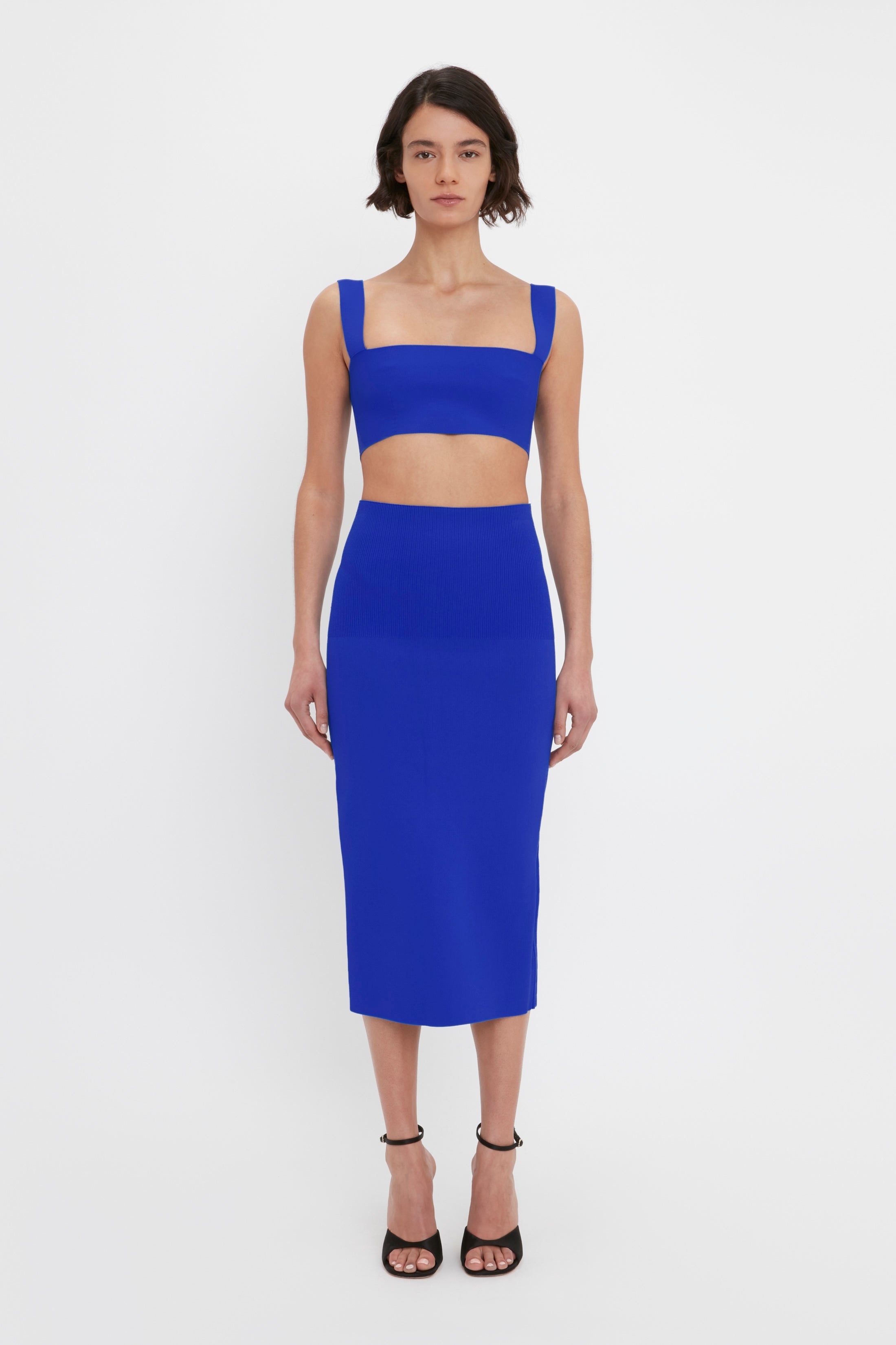 VB Body Fitted Midi Skirt In Cobalt - 2