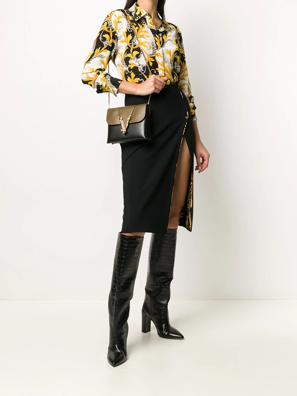 baroque-print silk shirt - 2