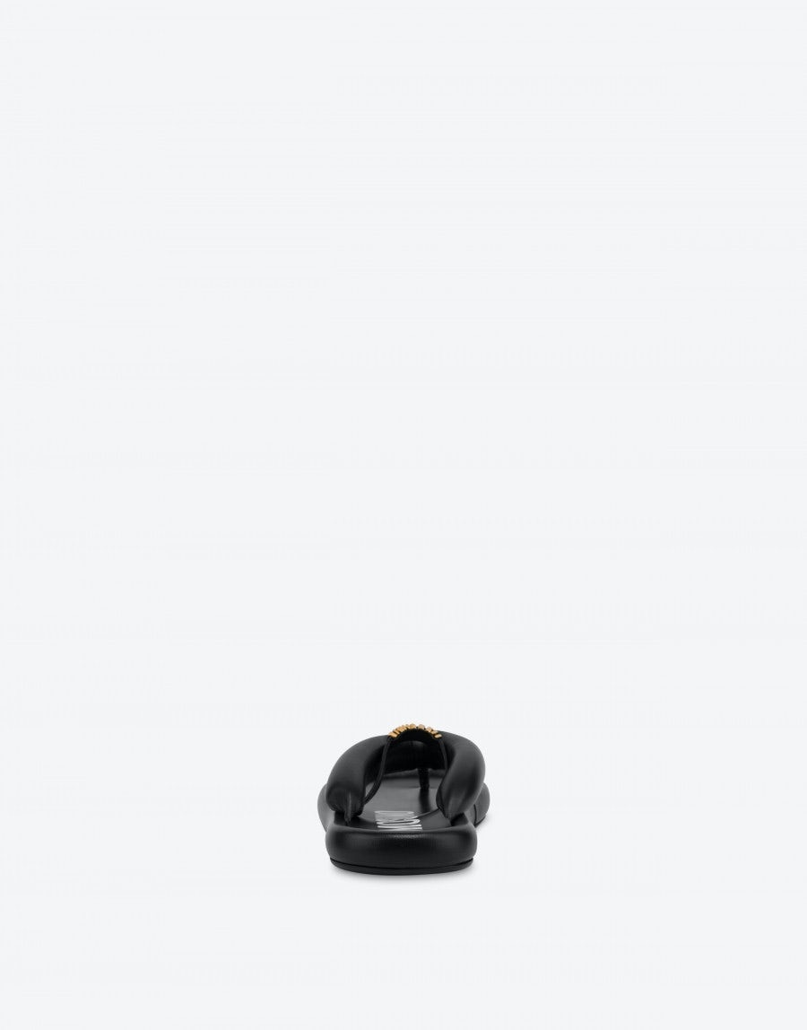PUFFY NAPPA LEATHER THONG SANDALS - 3