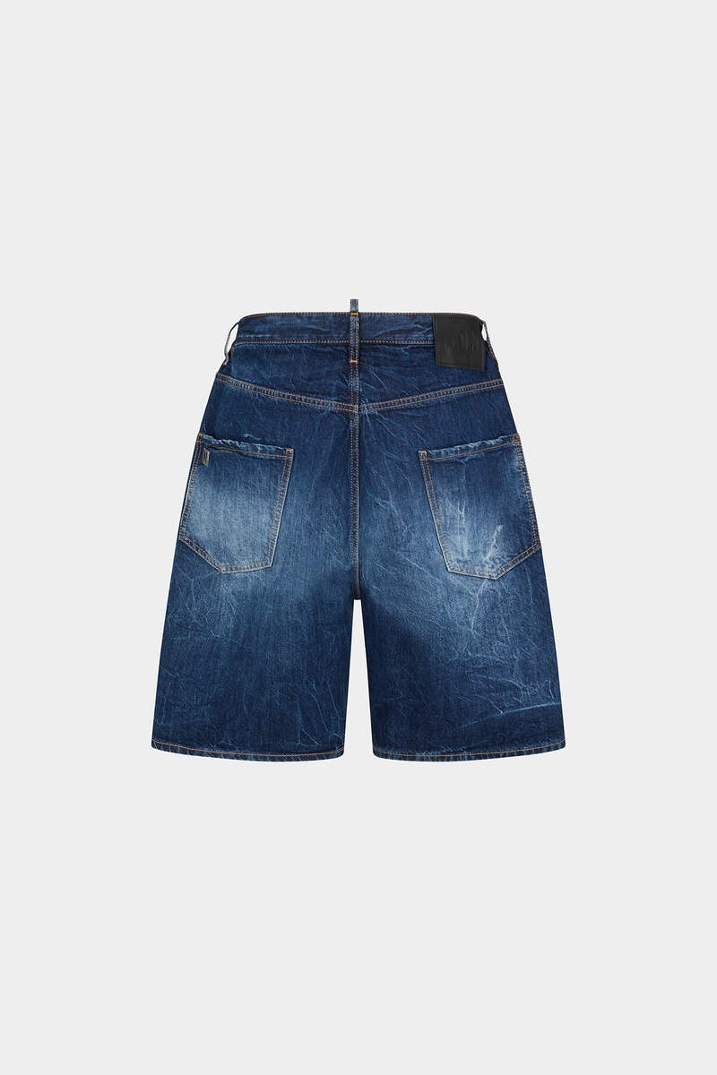 DSQUARED2 ICON DARK WASH STAMPS SURFER DENIM SHORTS outlook
