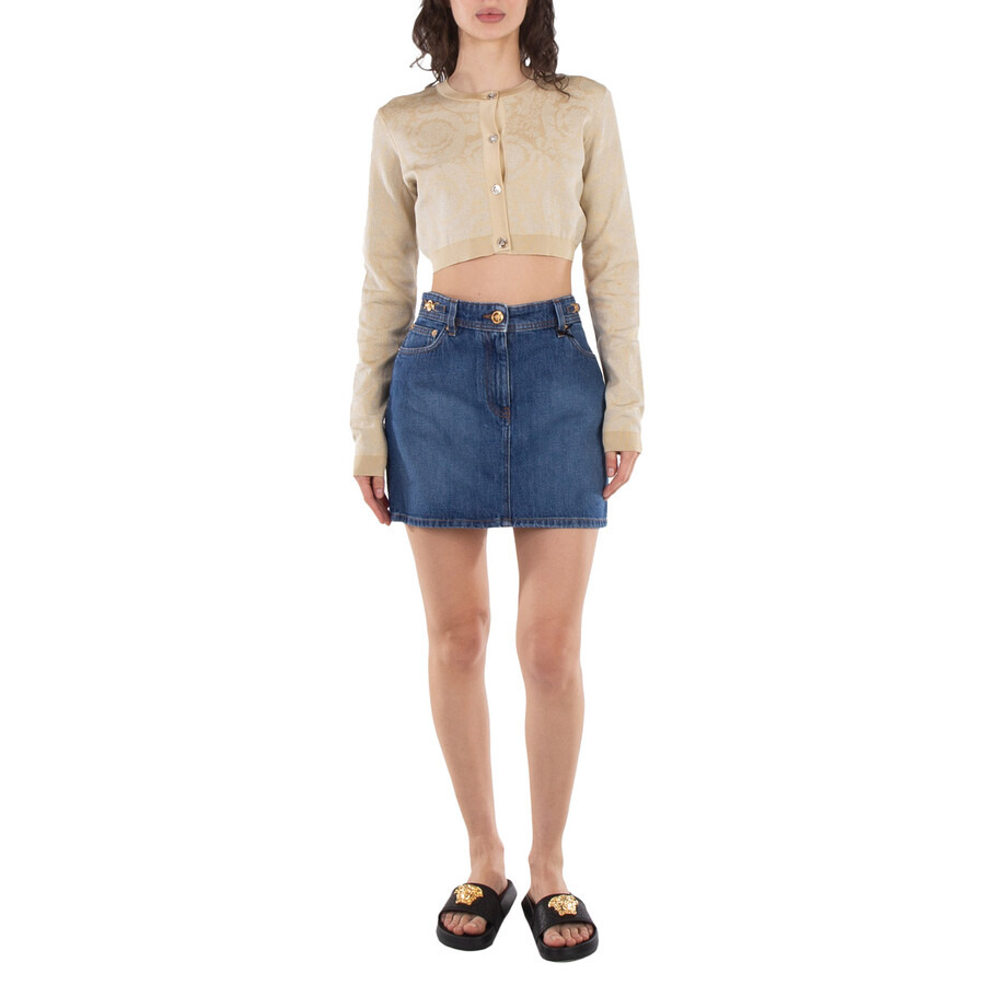 Versace Medusa 95 Cotton Denim Mini Skirt - 6