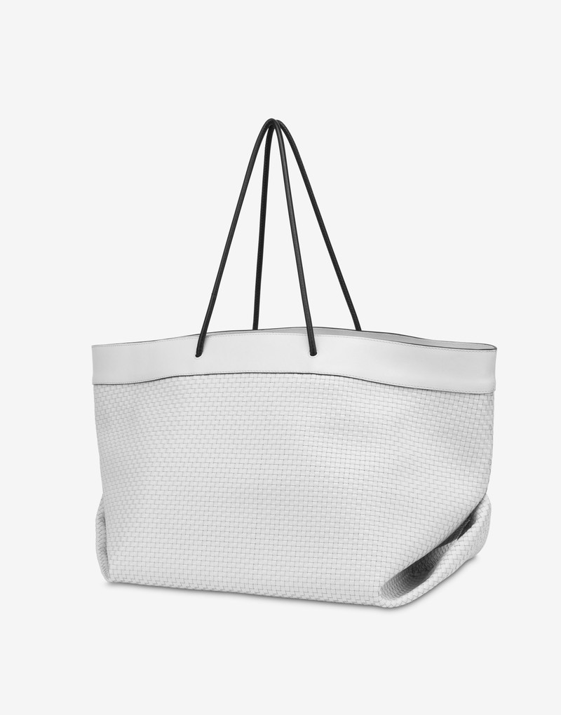 BLACK & WHITE CALFSKIN BRAIDED SHOPPER 2