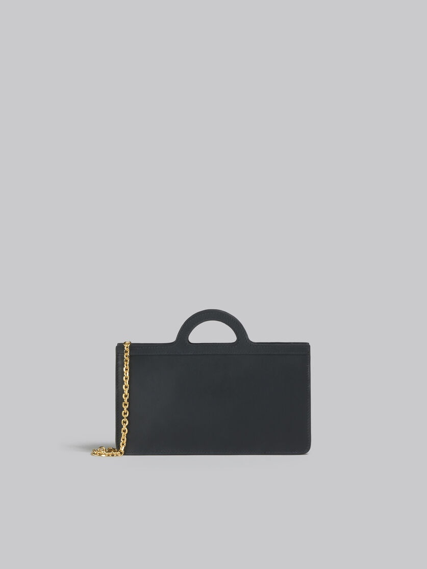 BLACK LEATHER TROPICALIA LONG WALLET WITH CHAIN STRAP - 3