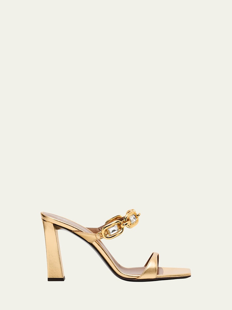 90mm Jewel Metallic Leather Sandals 1