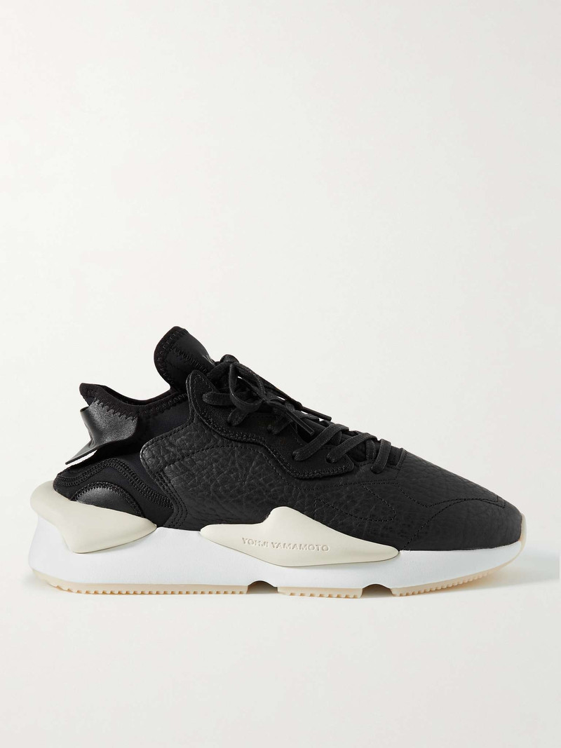 Kaiwa Neoprene-Trimmed Full-Grain Leather Sneakers - 1