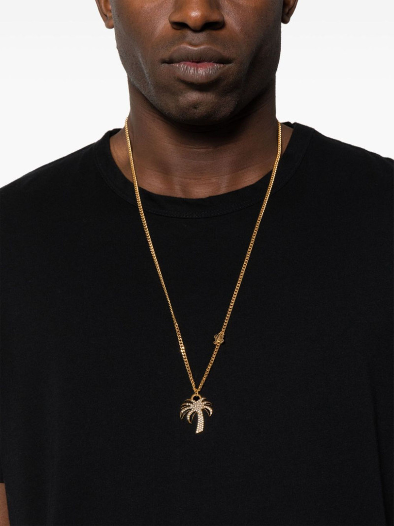 Palm Angels Palm rhinestone-embellished chain necklace outlook