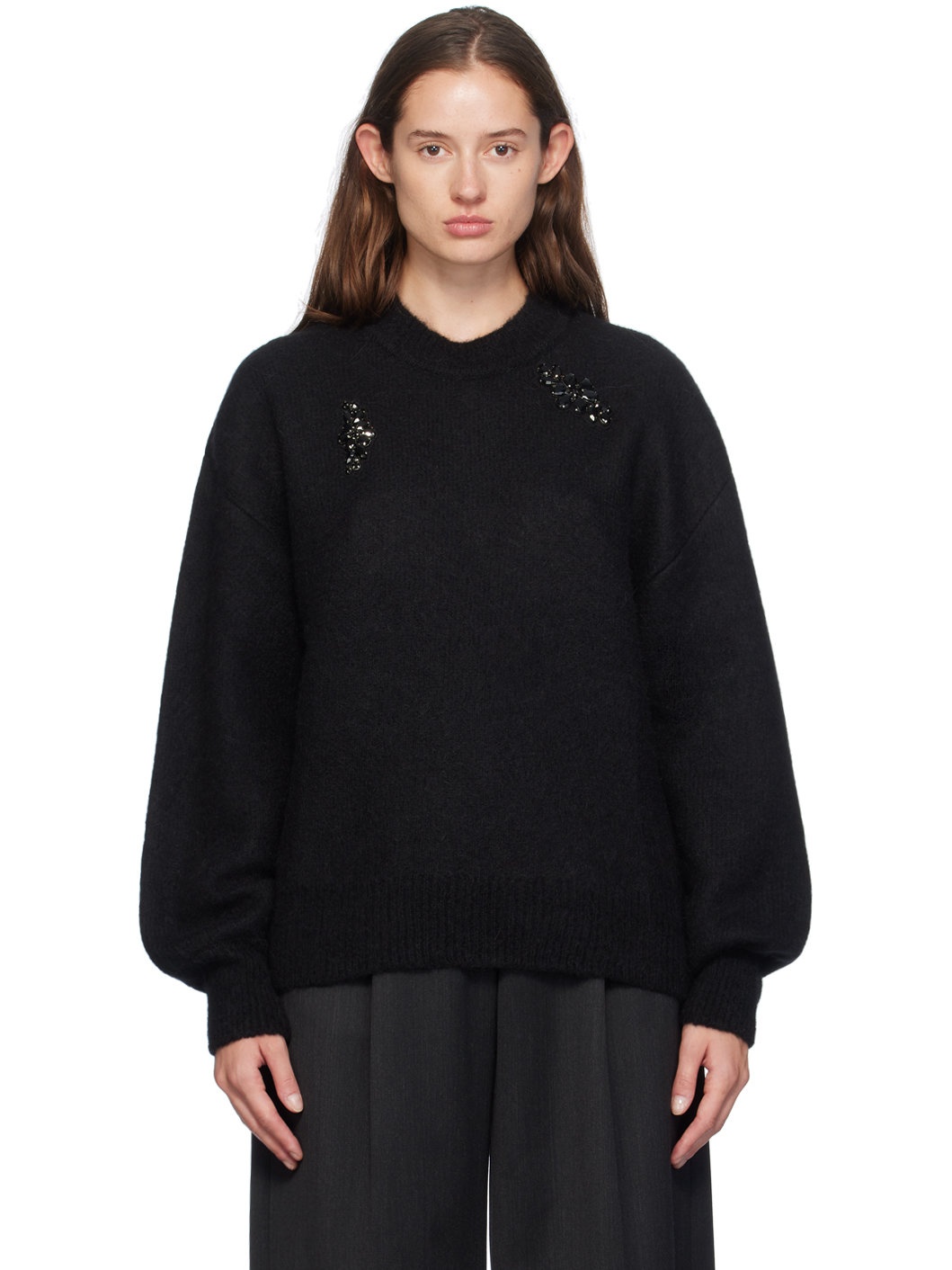 Black Embellished Sweater - 1