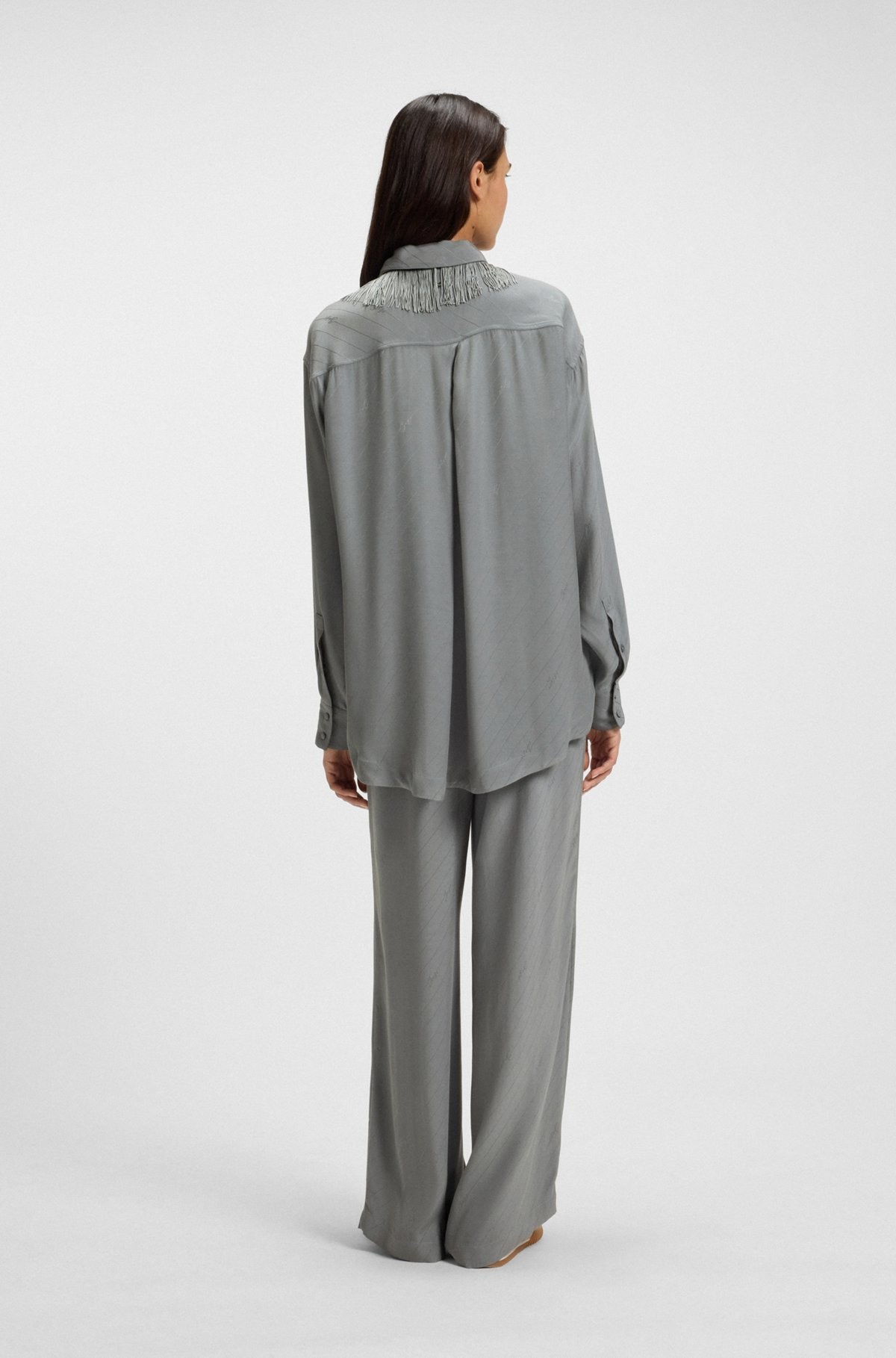 WIDE-LEG TROUSERS WITH LOGO JACQUARD - 4