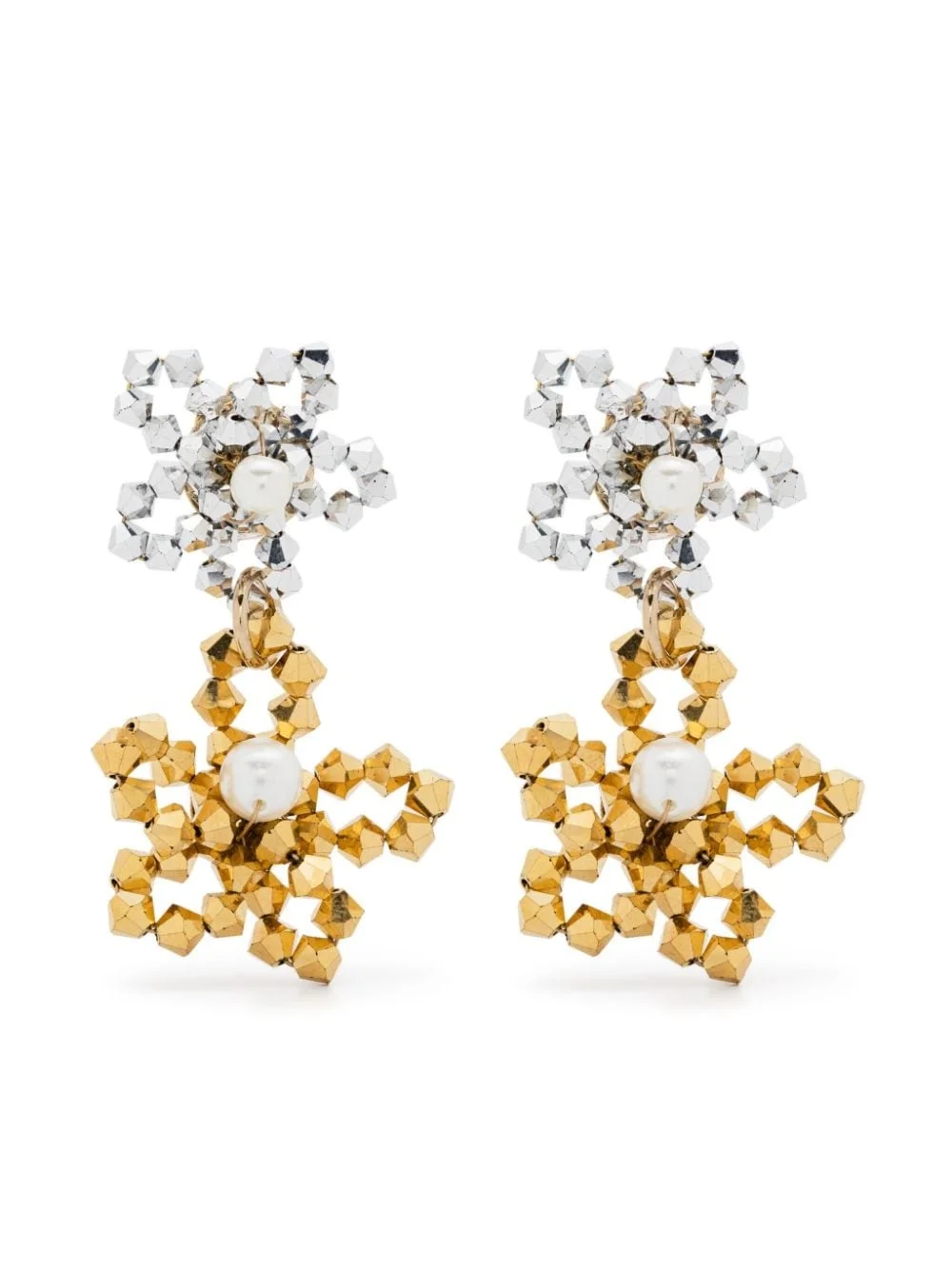 floral-motif drop earrings - 1