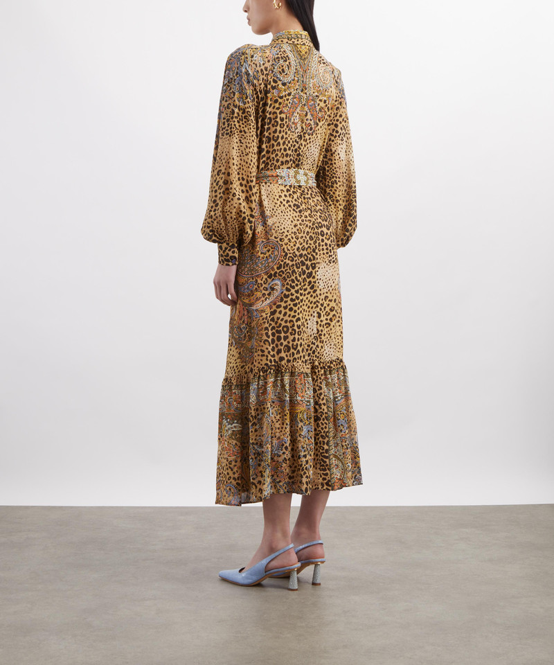 Leopard-Paisley Midi Shirt Dress 4