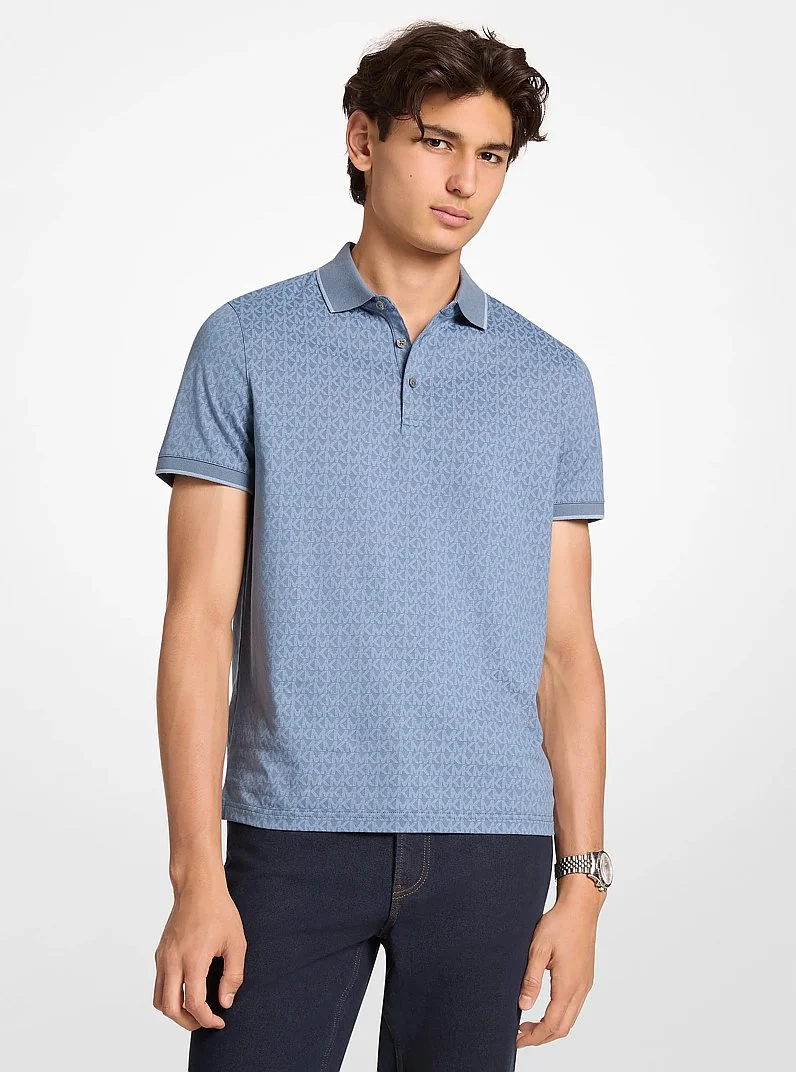Greenwich Signature Logo Print Cotton Polo Shirt - 1