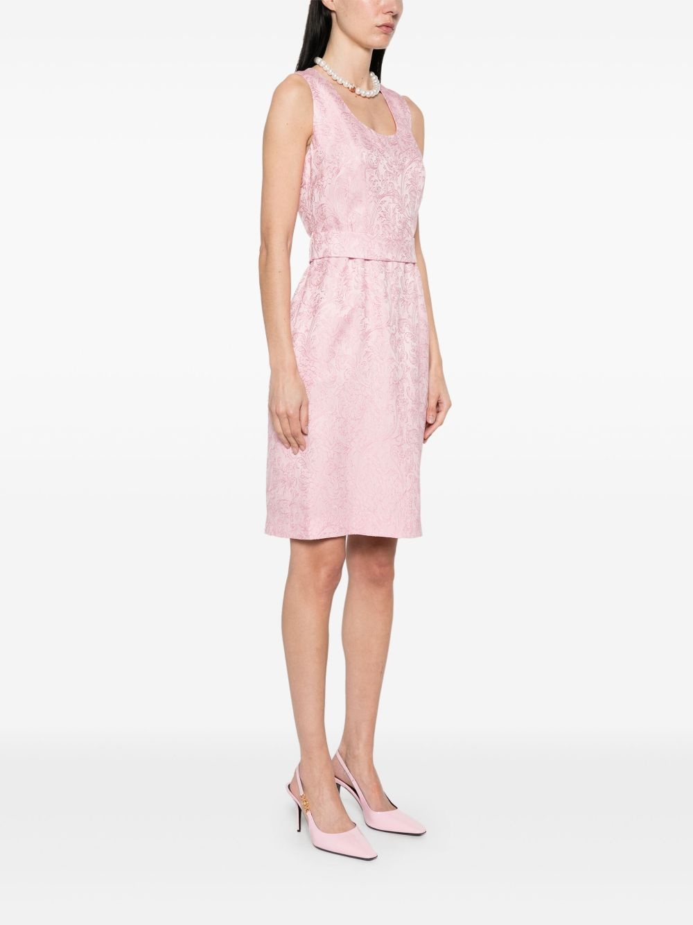 paisley-embroidery midi dress - 3