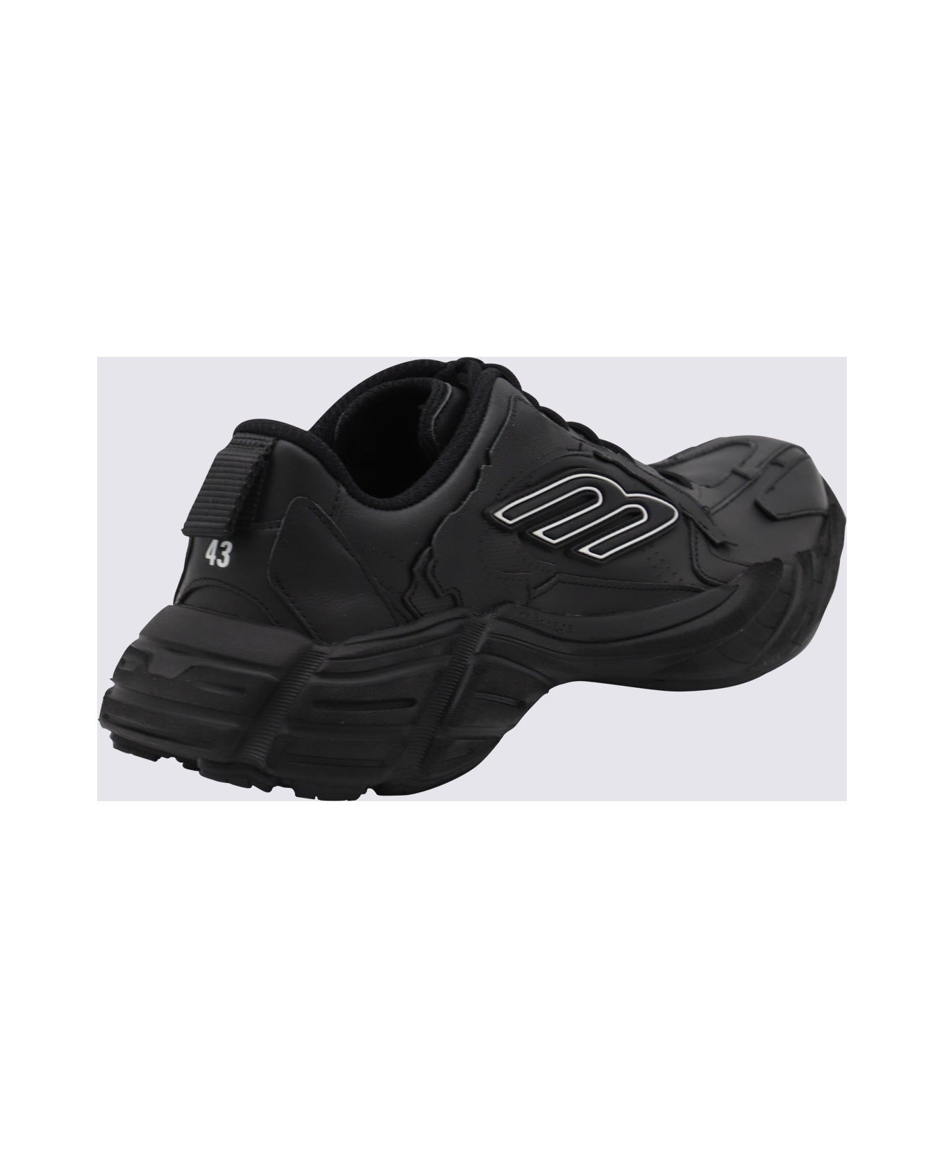 Black Leather Monday Sneakers - 3