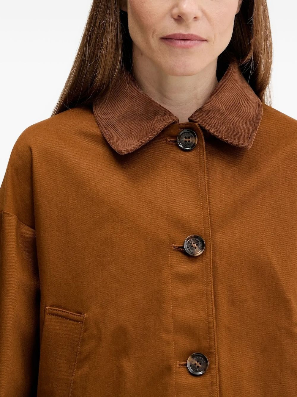 corduroy-collar buttoned jacket - 4