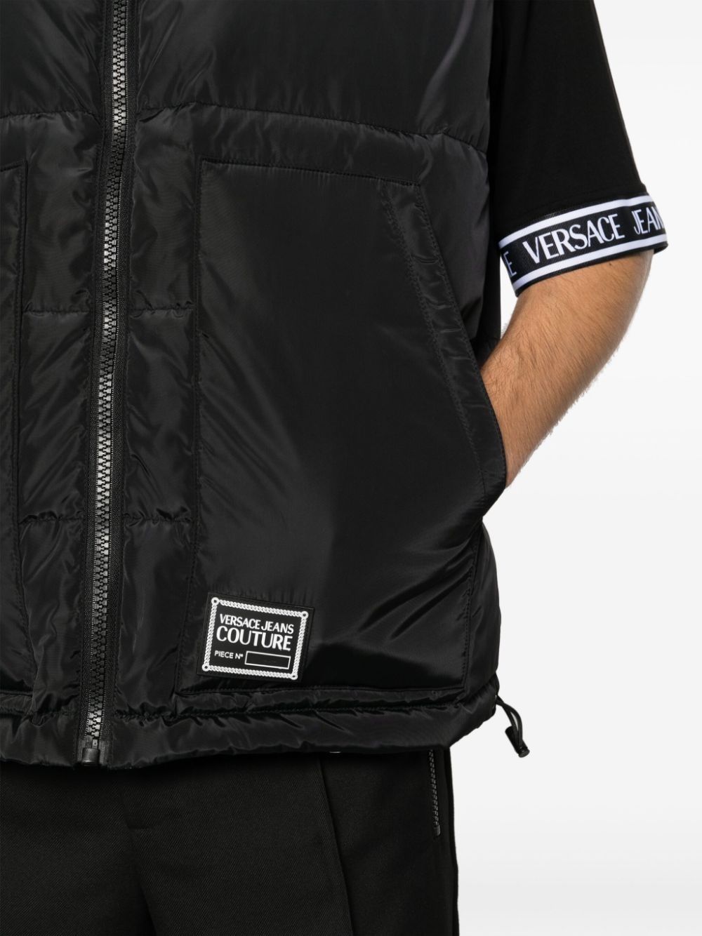 logo-print reversible padded gilet - 5